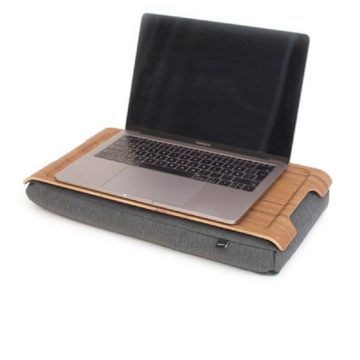 Bosign Laptop Tablett Knietablett Mini Laptray Anti-Slip Teak Salt & Pepper Gray