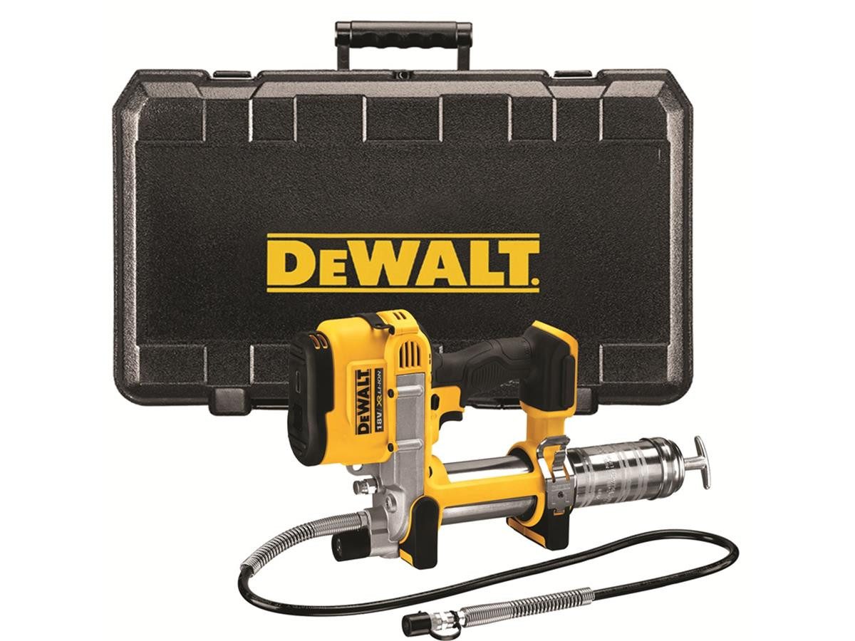 DeWalt Akku-Fettpresse 18 V (Basisv), 400 ml, (Basisversion), ohne Akku und Ladegerät,690 bar, 1m Schlauch, inkl. Transportkoffer