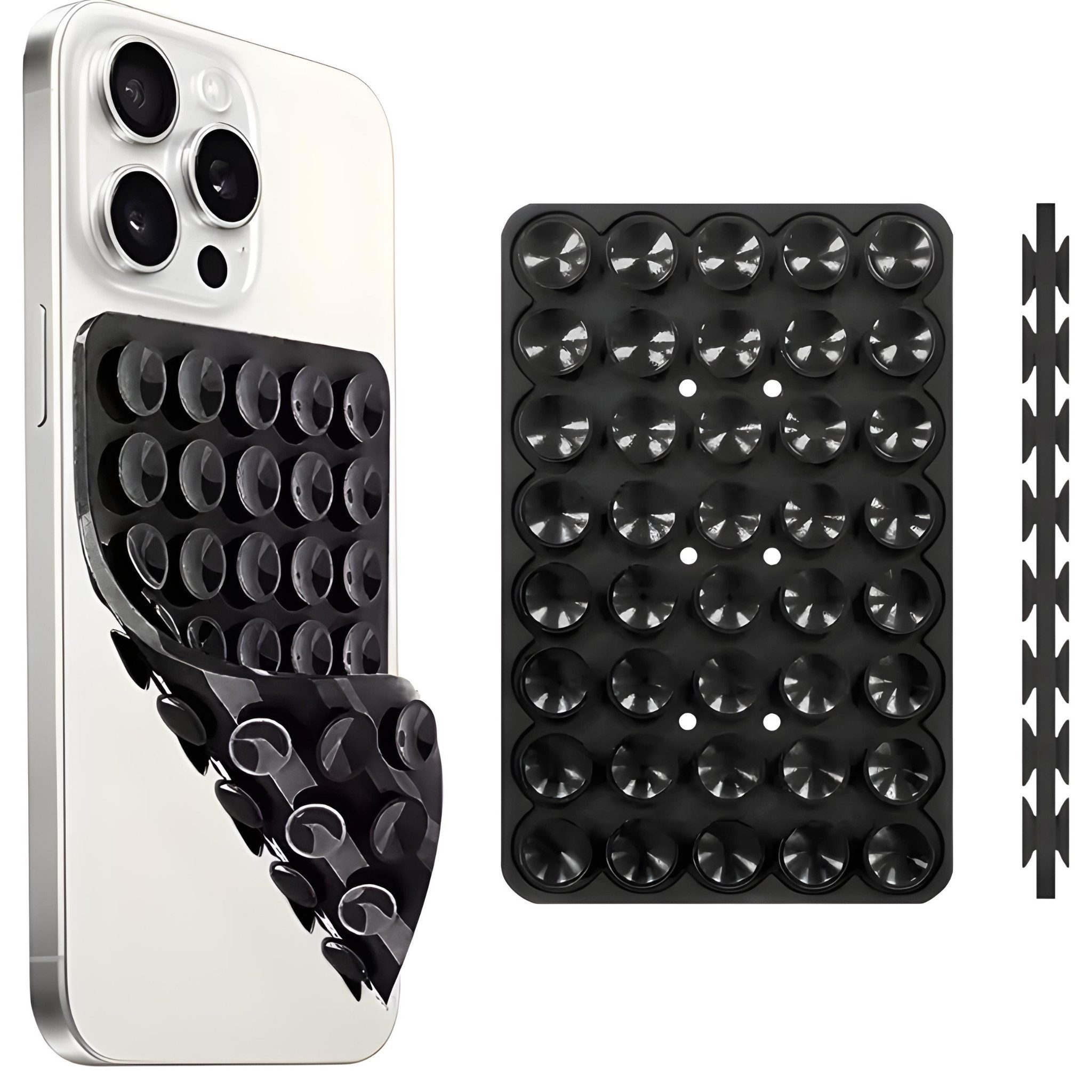 HS.SUPPLY Handy-Halterung Doppelseitiger Silikon-Handyhalter mit Saugnäpfen für iPhone & Android