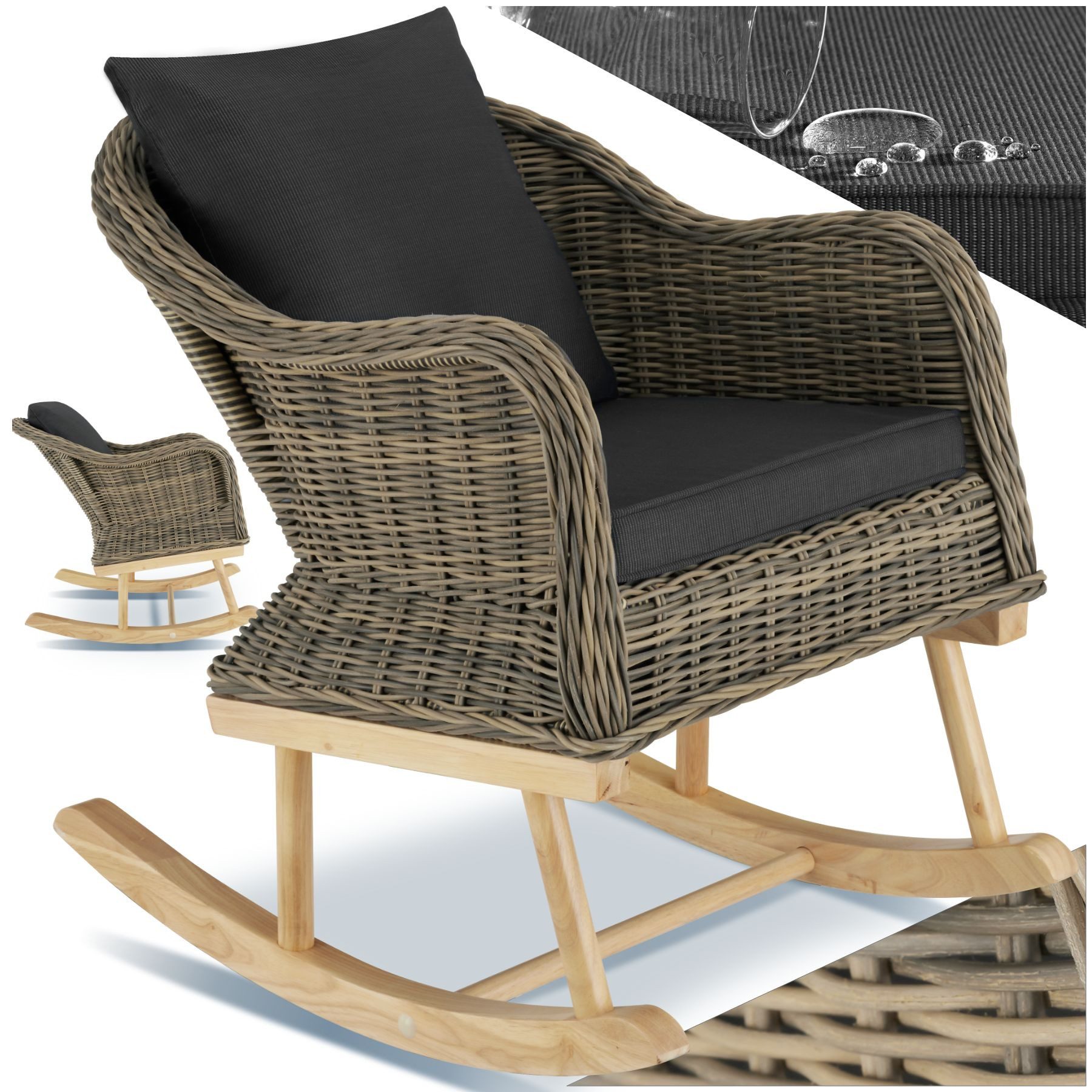 tectake Schaukelstuhl Rattan Schaukelstuhl (1er Set, günstig online kaufen