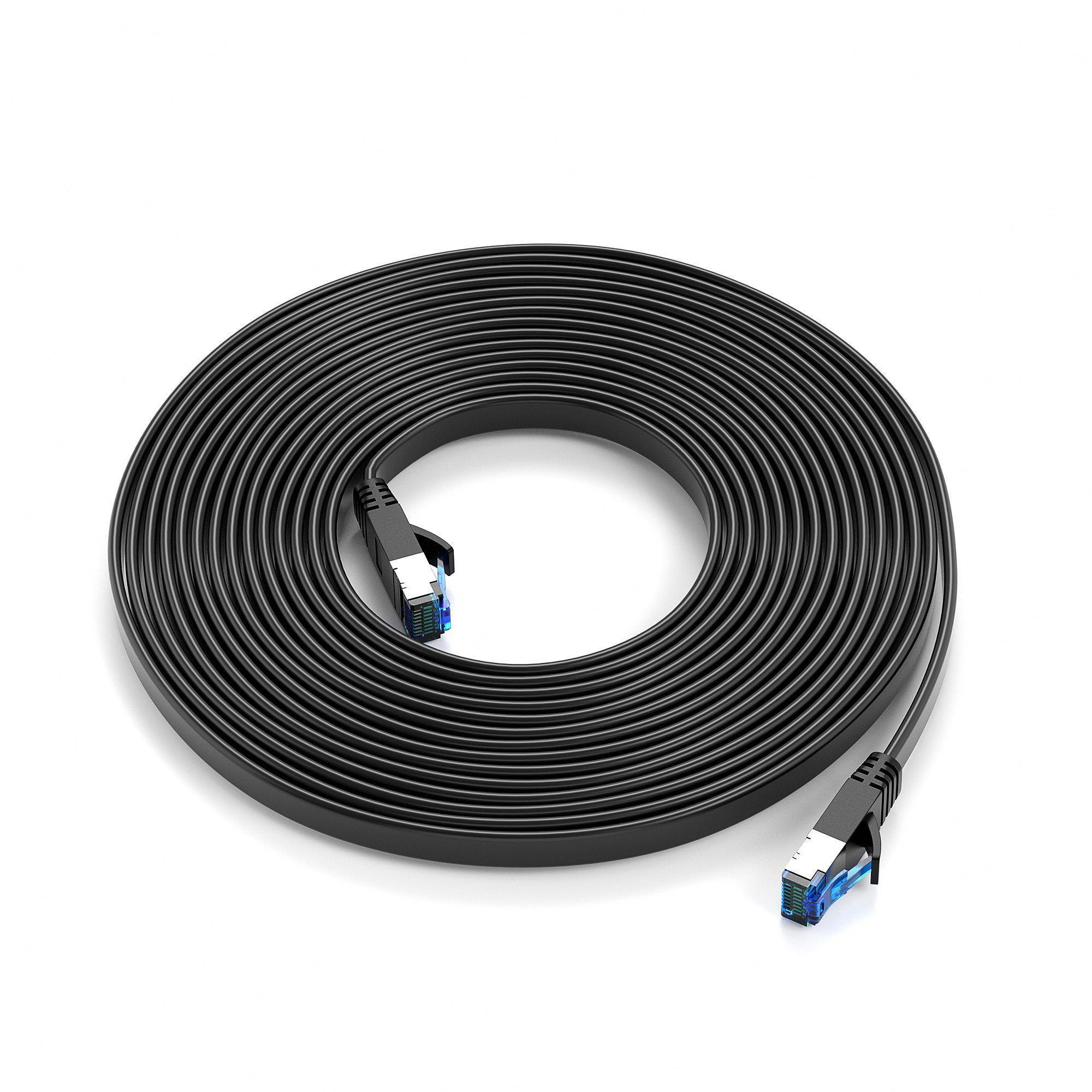 JAMEGA CAT 7 Flachkabel, RJ45 LAN Ethernet Patchkabel Netzwerk LAN-Kabel, CAT.7, RJ-45 Stecker (Ethernet) (25 cm)