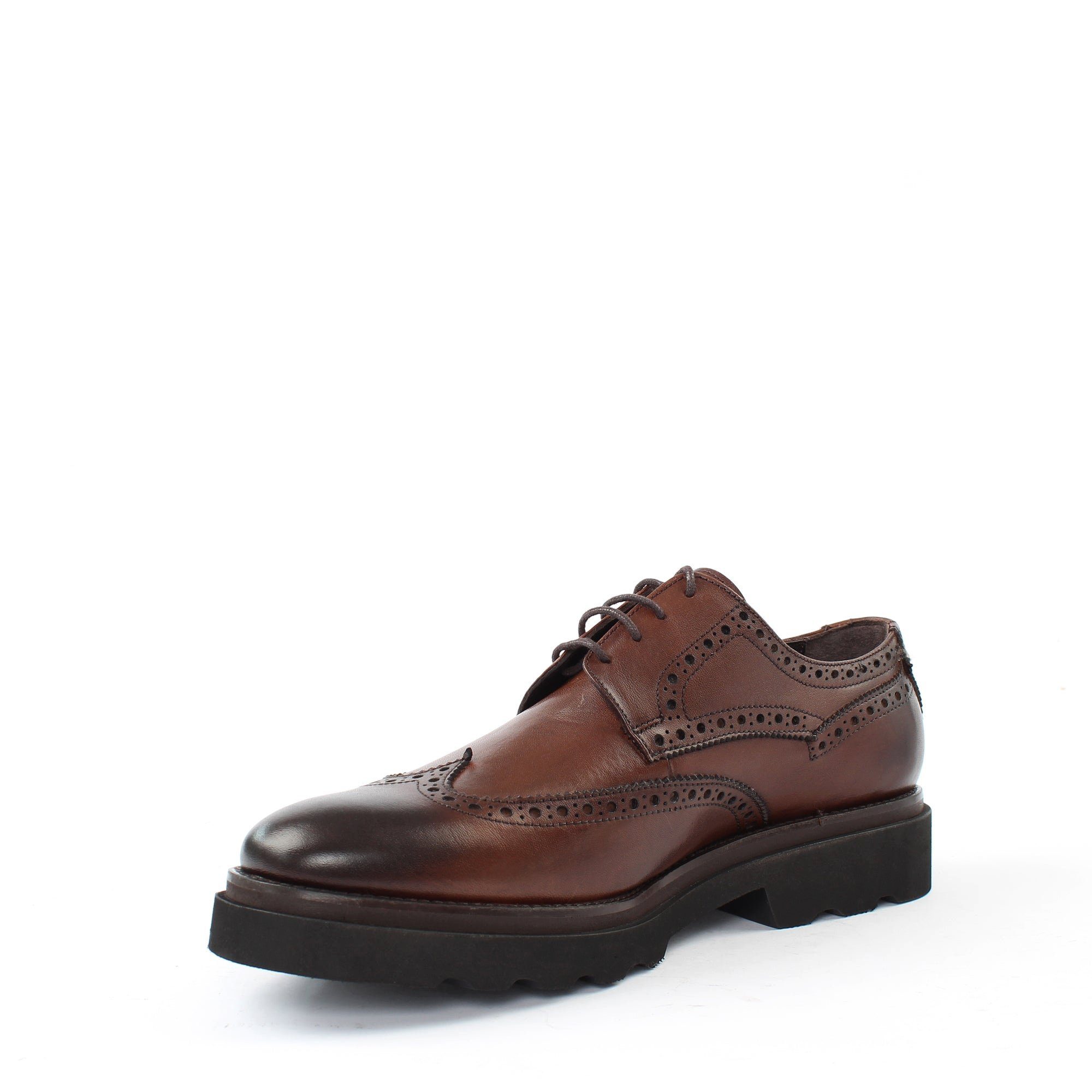 Celal Gültekin Brogue Schnürschuhe Blockabsatz Glattleder Perforierung Casual Herren Schnürschuh Glattleder, Brogue-Perforierung, Plateau-EVA-Sohle, Braun, 44 – Bild 4 von 5