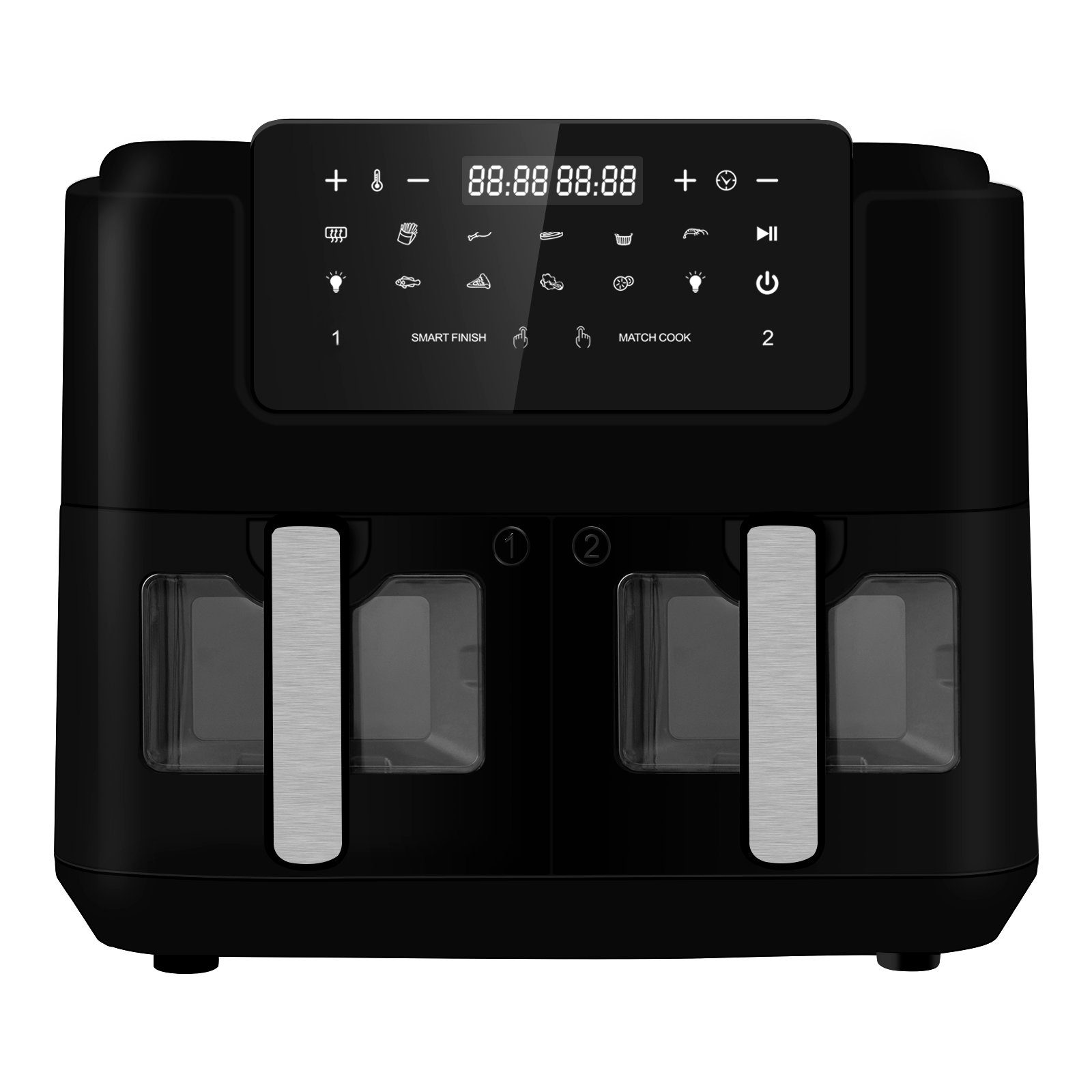 LLIVEKIT Heißluftfritteuse, 2400,00 W, mit 2 Schubladen, 9 Programme, Schwarz