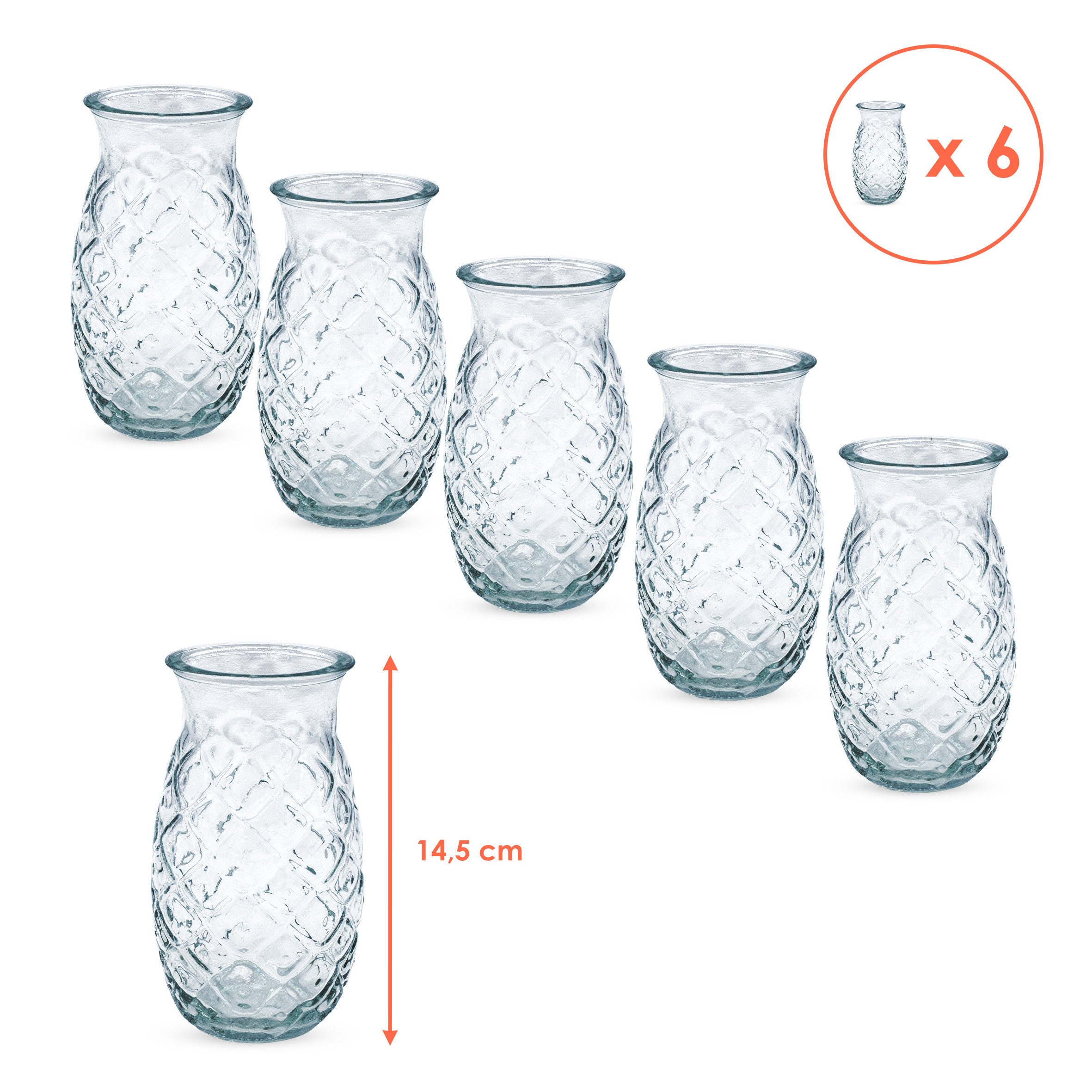 Spetebo Cocktailglas Glas im Ananas Design 400 ml - 6er Set -, Glas, im stylischen Ananas Design