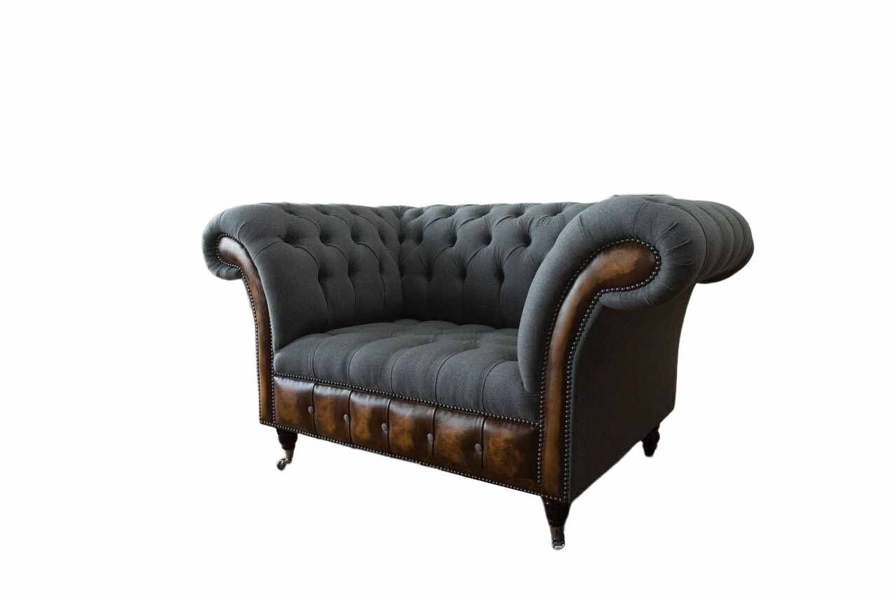 Sessel Polster Design Sofas Sitzer Stoff 1.5 Made Lounge, Europe Couch In Chesterfield JVmoebel Sofa