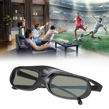 TPFNet 3D-Brille Aktive Shutterbrille kompatibel mit DLP 3D Beamer, wiederaufladbare 3D Brille, DLP Link - Schwarz - 2 Stück