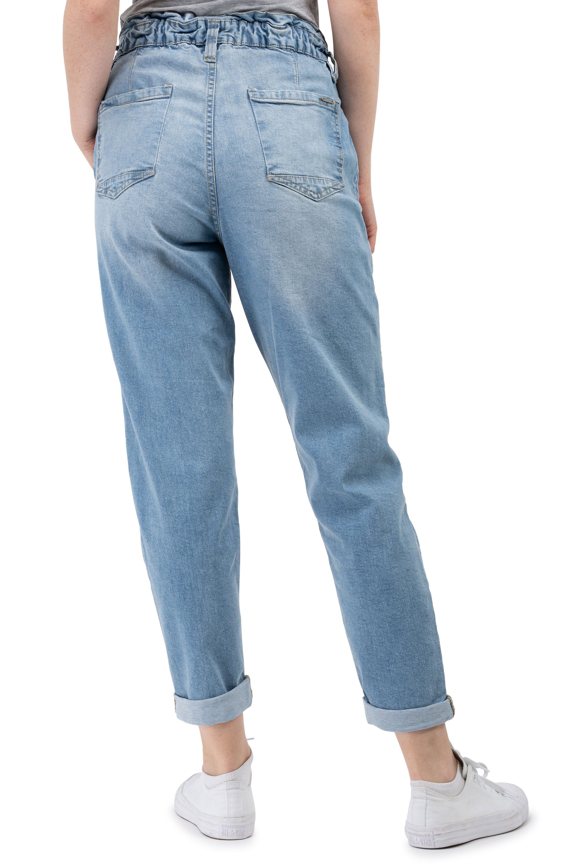 SUBLEVEL Paperbag-Hose Damen Jeans Mid Waist elastisch Moderne Hose