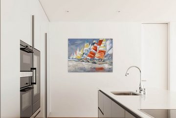 KUNSTLOFT Gemälde Wolkenlos 100x75 cm, Leinwandbild 100% HANDGEMALT Wandbild Wohnzimmer