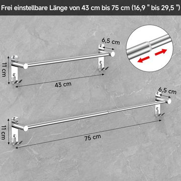 Caterize Handtuchhalter Ausziehbar 43-75cm Edelstahl Ohne Bohren Handtuchstange Wand Wandregal