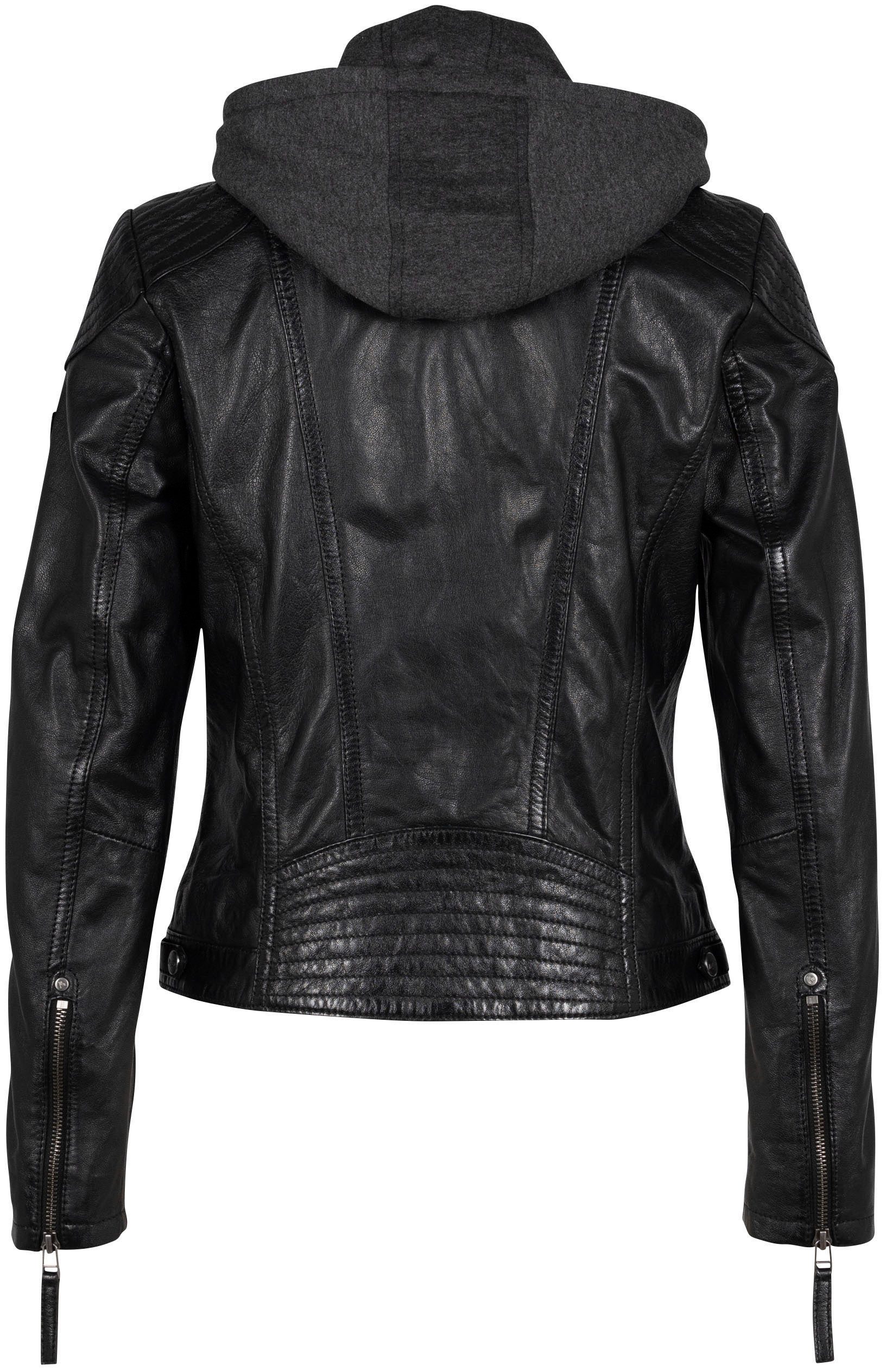 Mauritius Lederjacke Cacey LEGV mti Kapuze, Reißverschluss, Ziersteppung günstig online kaufen