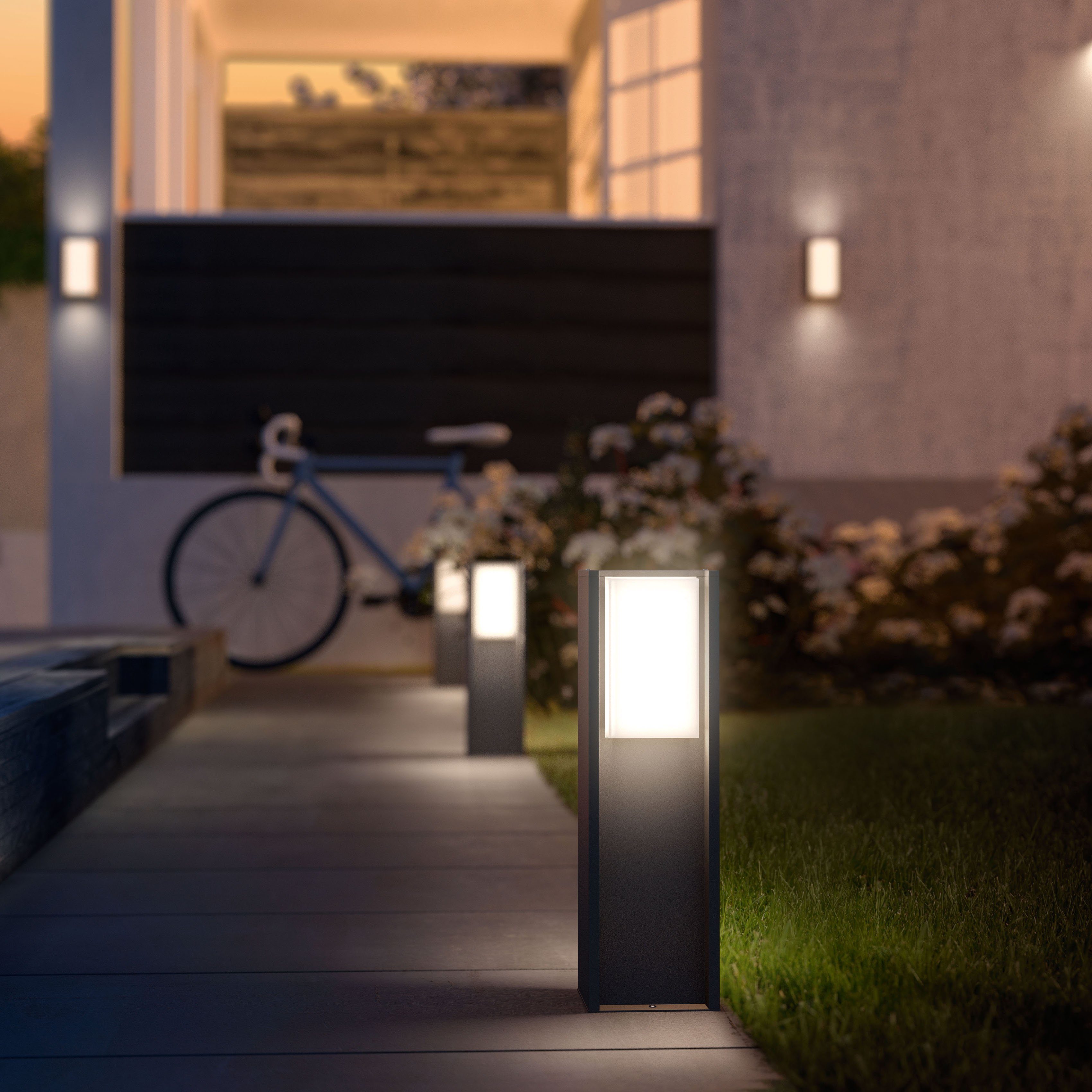 Philips Hue LED Sockelleuchte Turaco, Dimmfunktion, Farbsteuerung, Farbwechsel, Nachtlichtfunktion, Smart Home, Timerfunktion, mehrere Helligkeitsstufen, LED wechselbar, Kaltweiß, Neutralweiß, Tageslichtweiß, Warmweiß, LED Außenleuchte - smartes LED-Lichtsystem mit App-Steuerung