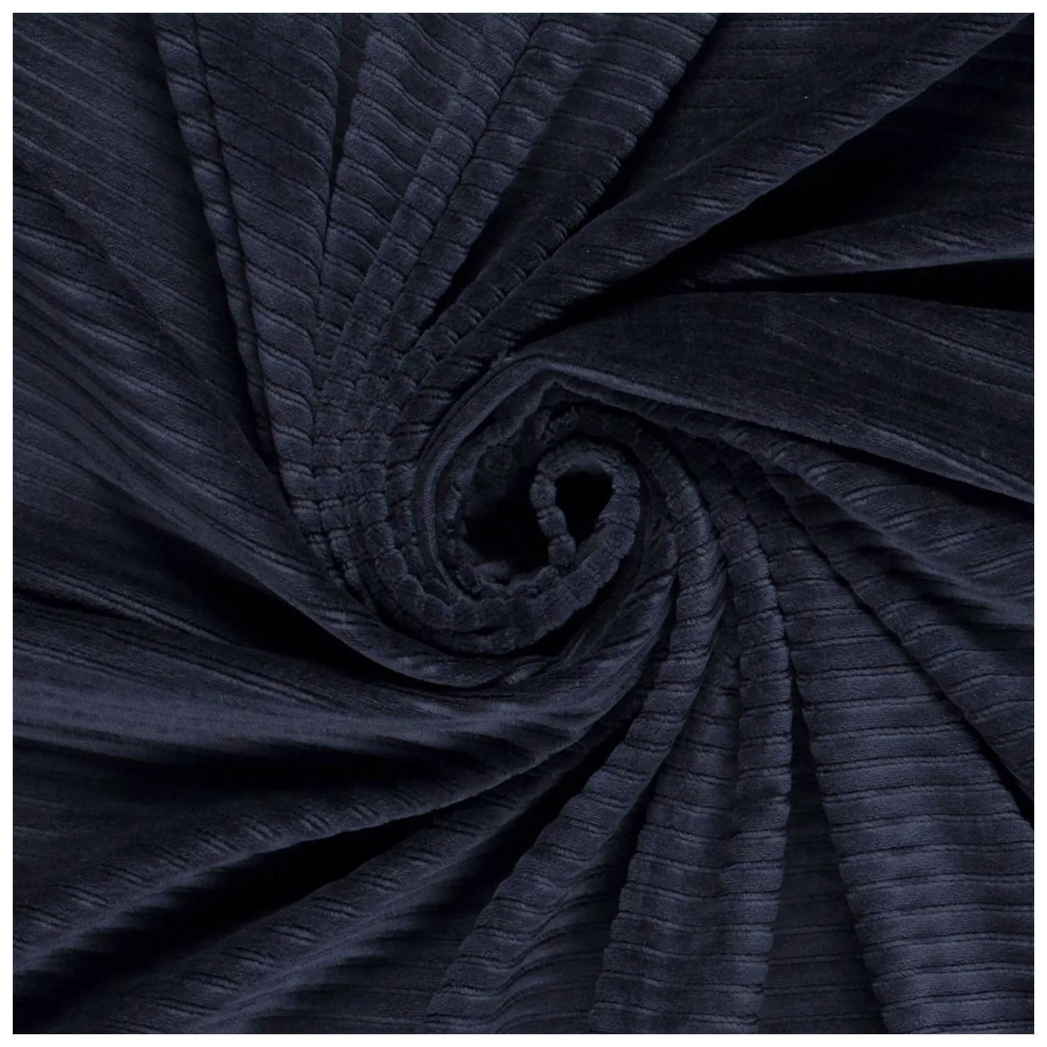 maDDma Stoff Velour Nicky breit gerippt uni ab 50 x 155cm Baumwolle Polyester Kord, 008 - marine
