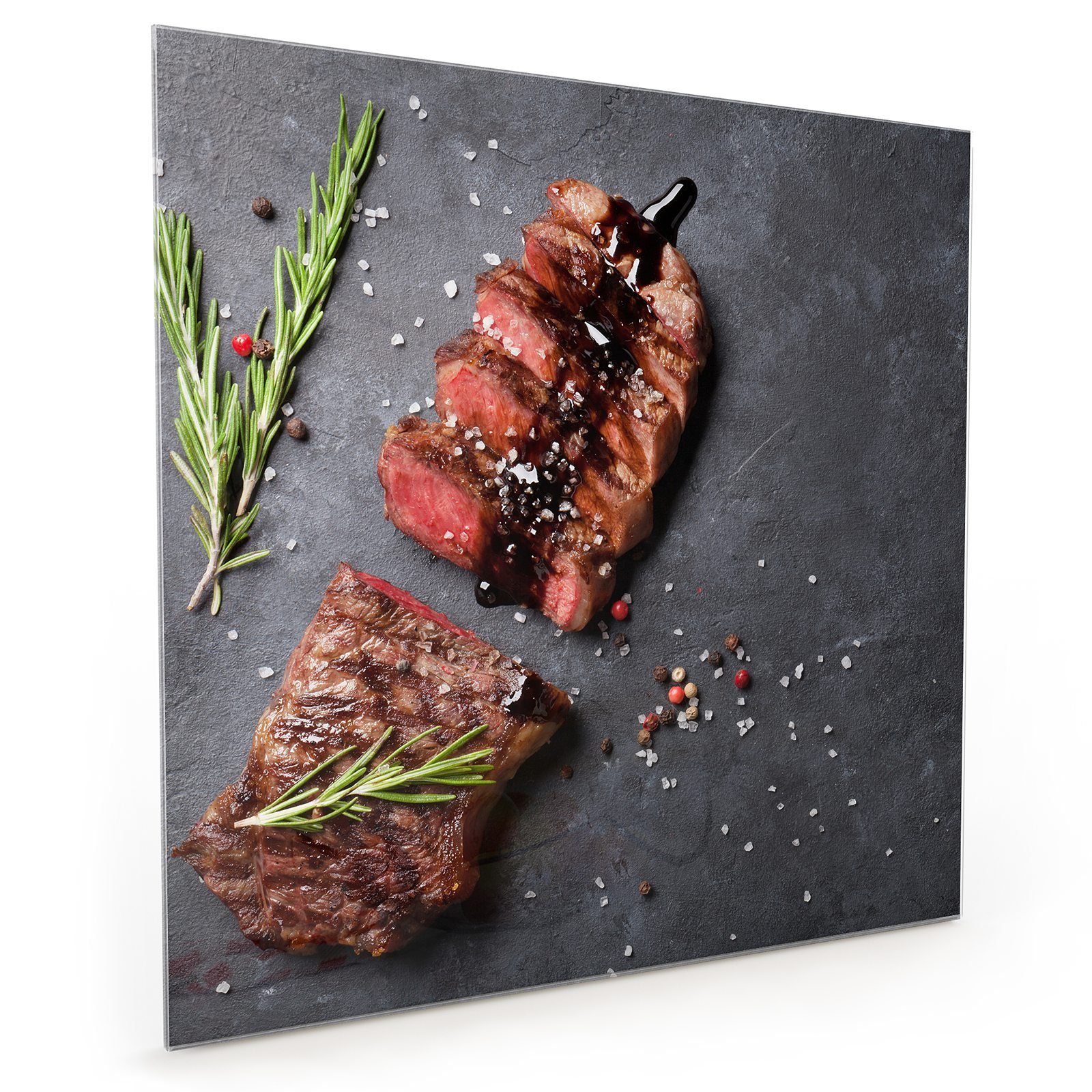 Glas Steak Küchenrückwand Pfeffer Spritzschutz Motiv Primedeco und mit Salz mit Küchenrückwand