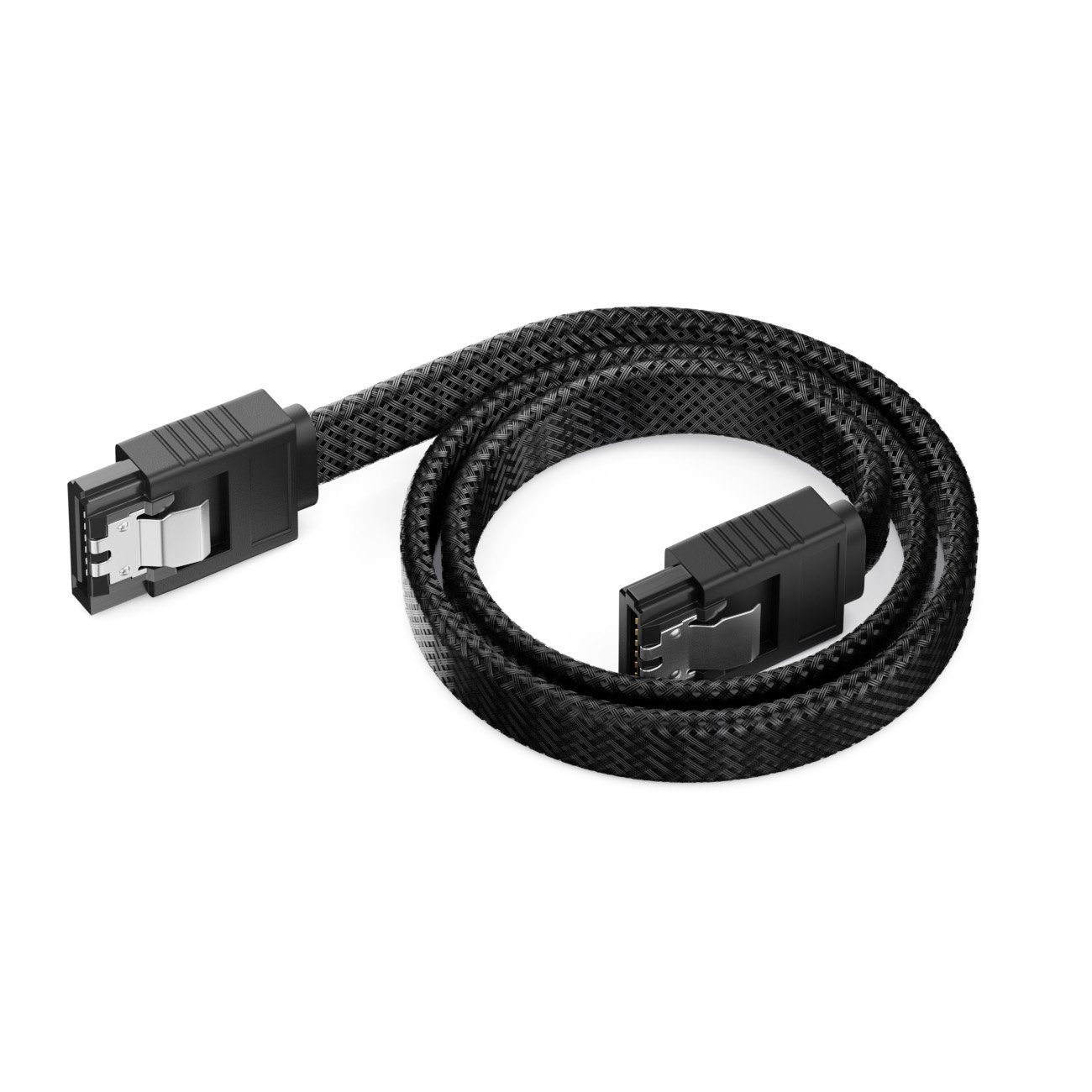 deleyCON deleyCON 60cm SATA 3 Kabel Nylon 6Gbit/s HDD SSD 2 S-ATA L-Stecker Computer-Kabel