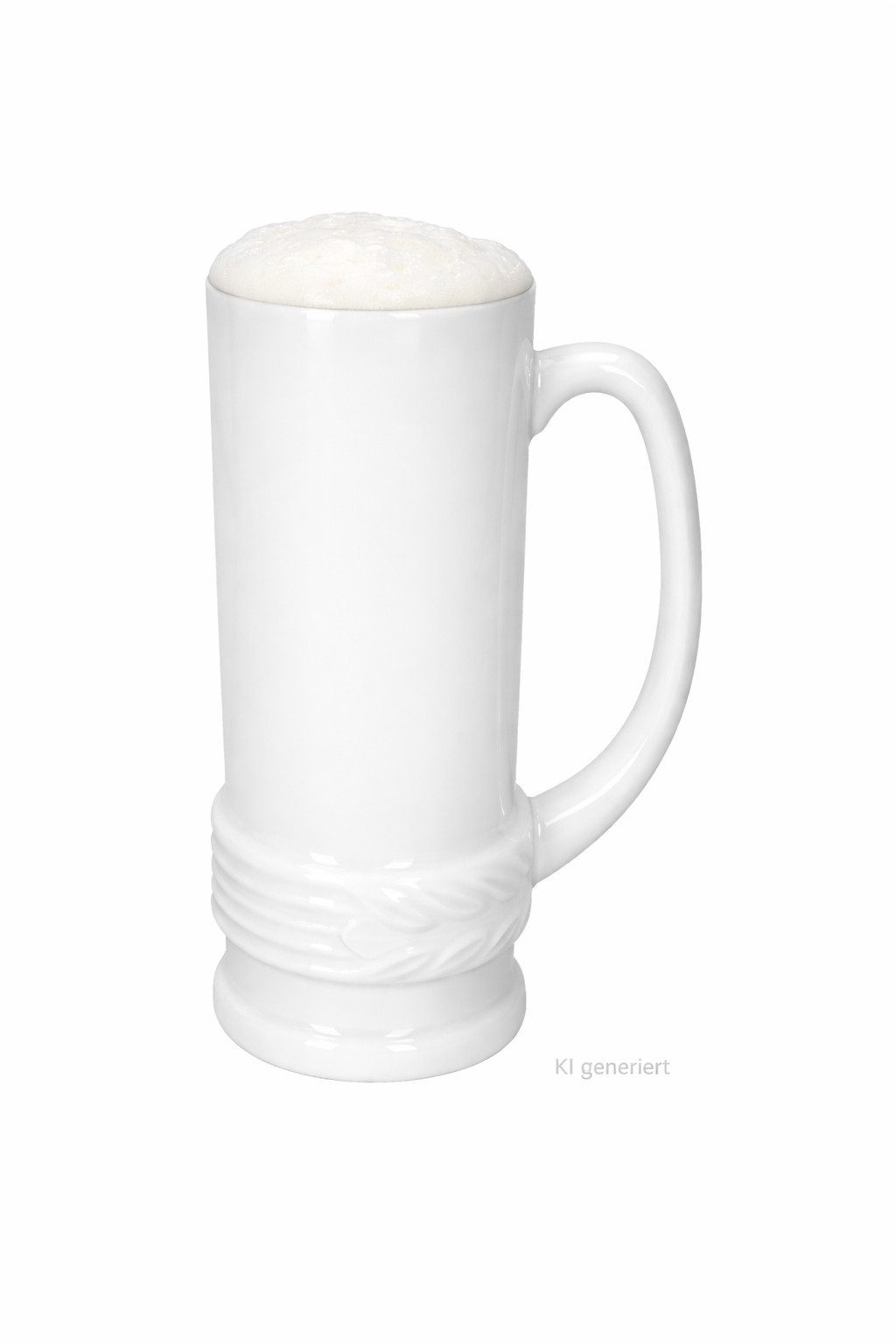 MamboCat Bierglas Ehren-Krug mit Henkel 0,5L weiß Bierkrug, Keramik