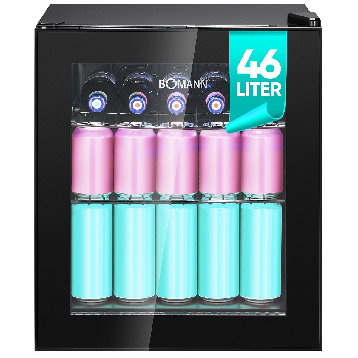 BOMANN Getränkekühlschrank KSG 7291, 53 cm hoch, 44 cm breit, Kleiner Kühlschrank 2 Ablagen, für 55 Dosen