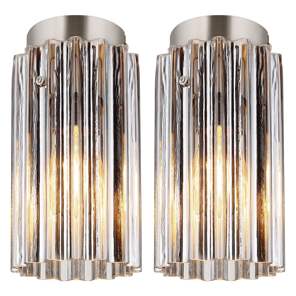 GLOBO LIGHTING Deckenleuchte, Leuchtmittel nicht inklusive, Deckenleuchte Deckenlampe Wohnzimmerlampe Metall Glas 2x