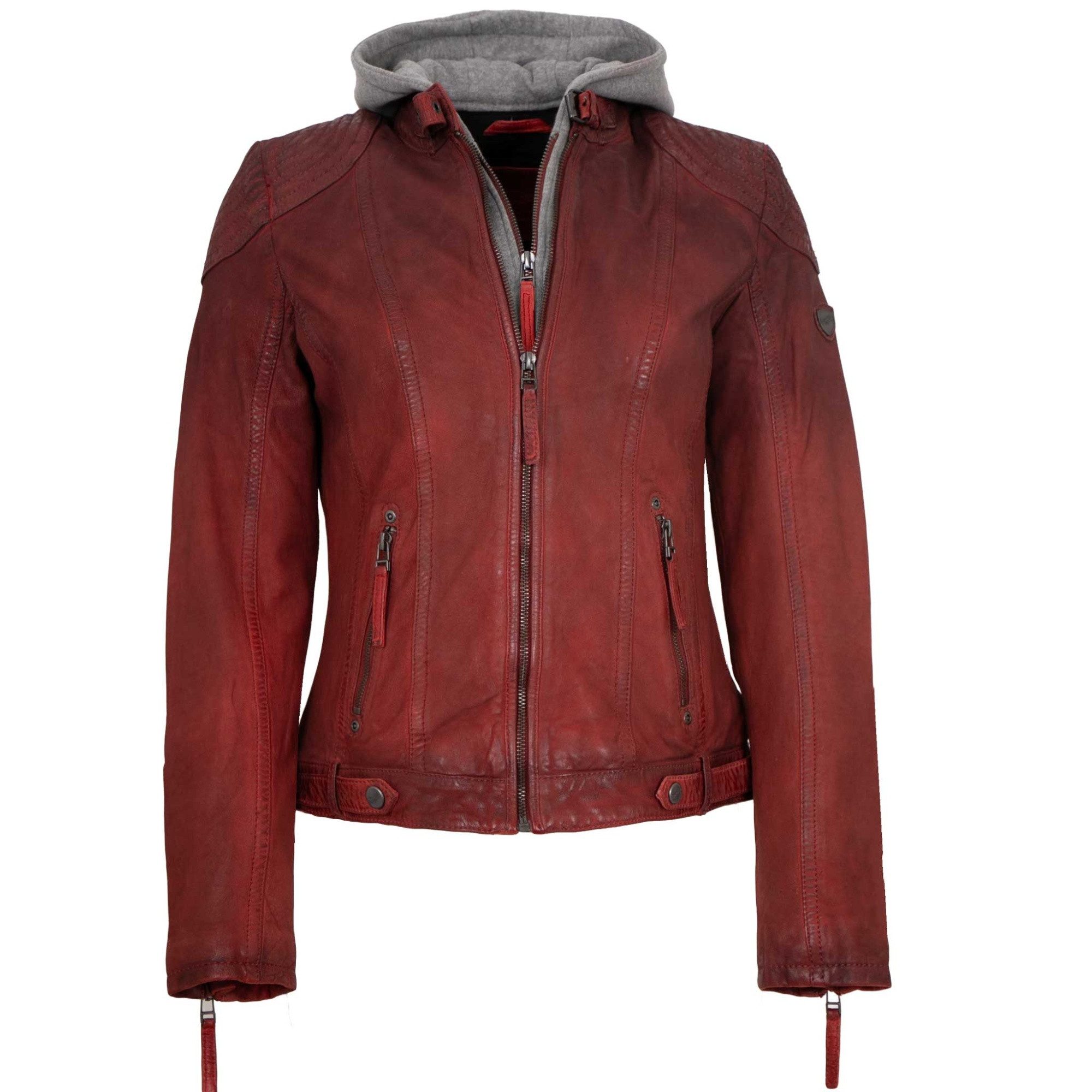 Mauritius Lederjacke Cascha Mauritius - Damen Lederjacke Kapuze Lammleder rot