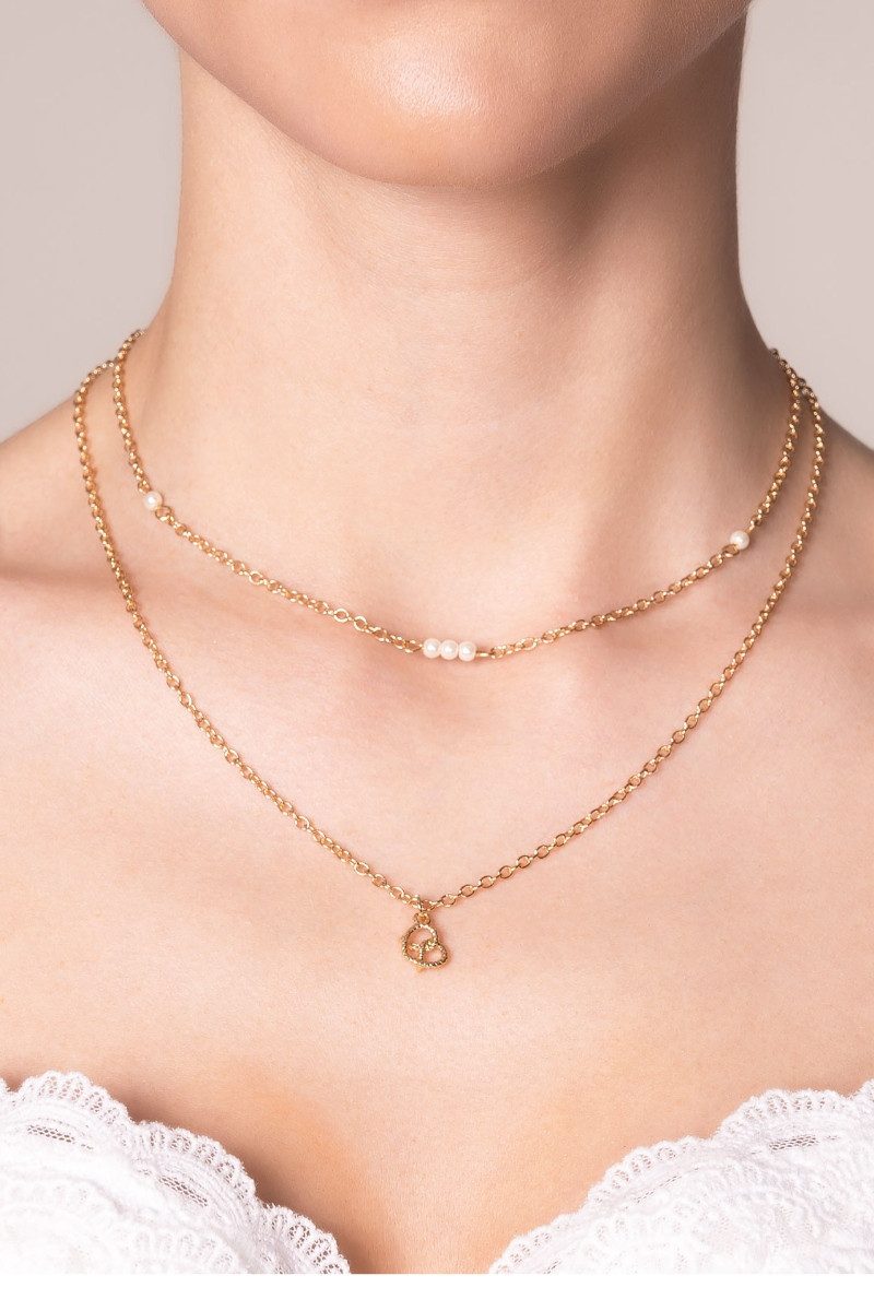 Alpenflüstern Kette mit Anhänger Trachtenkette - BREZE DOUBLE - gold, silber