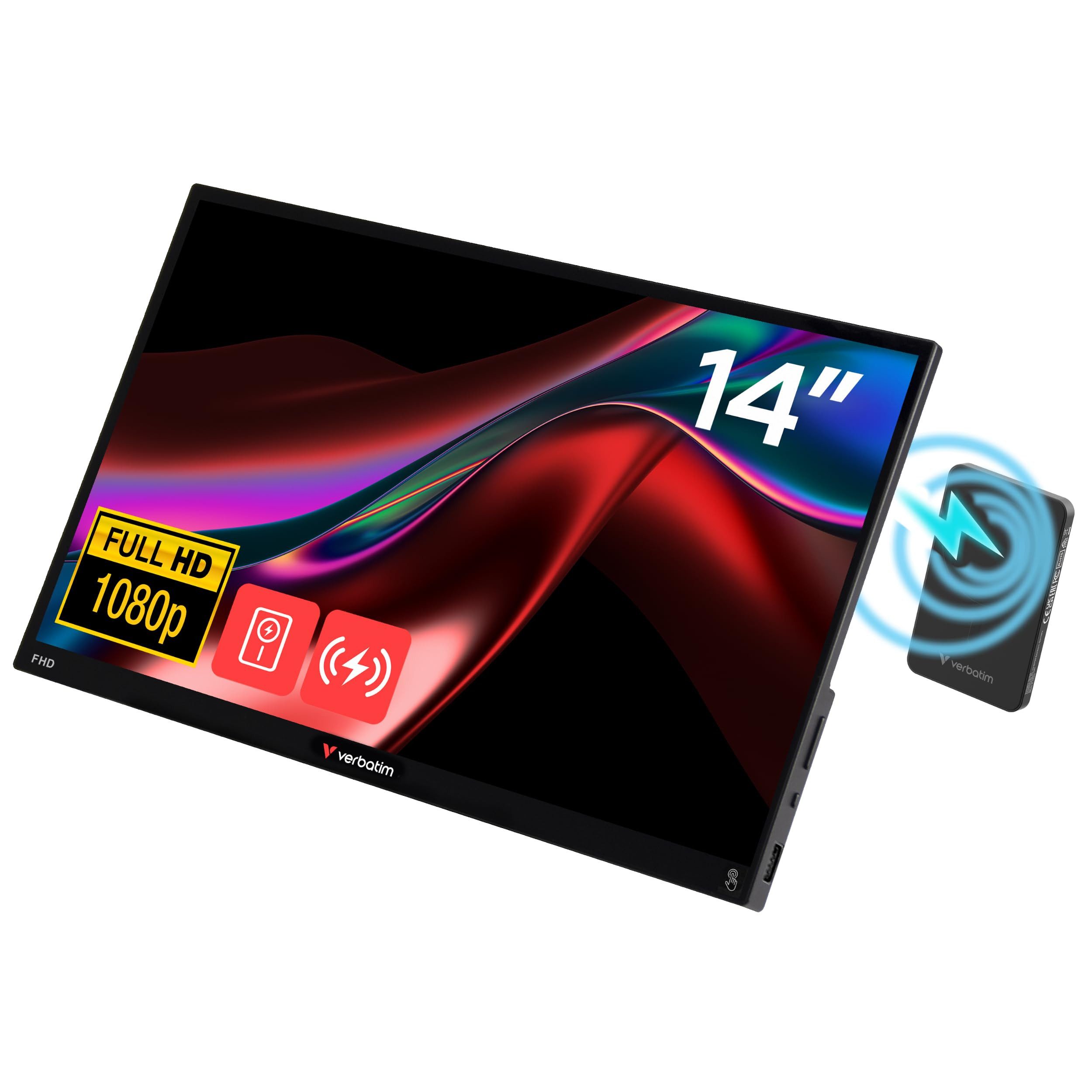 Verbatim Verbatim Light 14 Zoll LCD-Monitor (Portable Touchscreen mit Full HD, IPS, 10-Punkt-Multitouch, HDR)