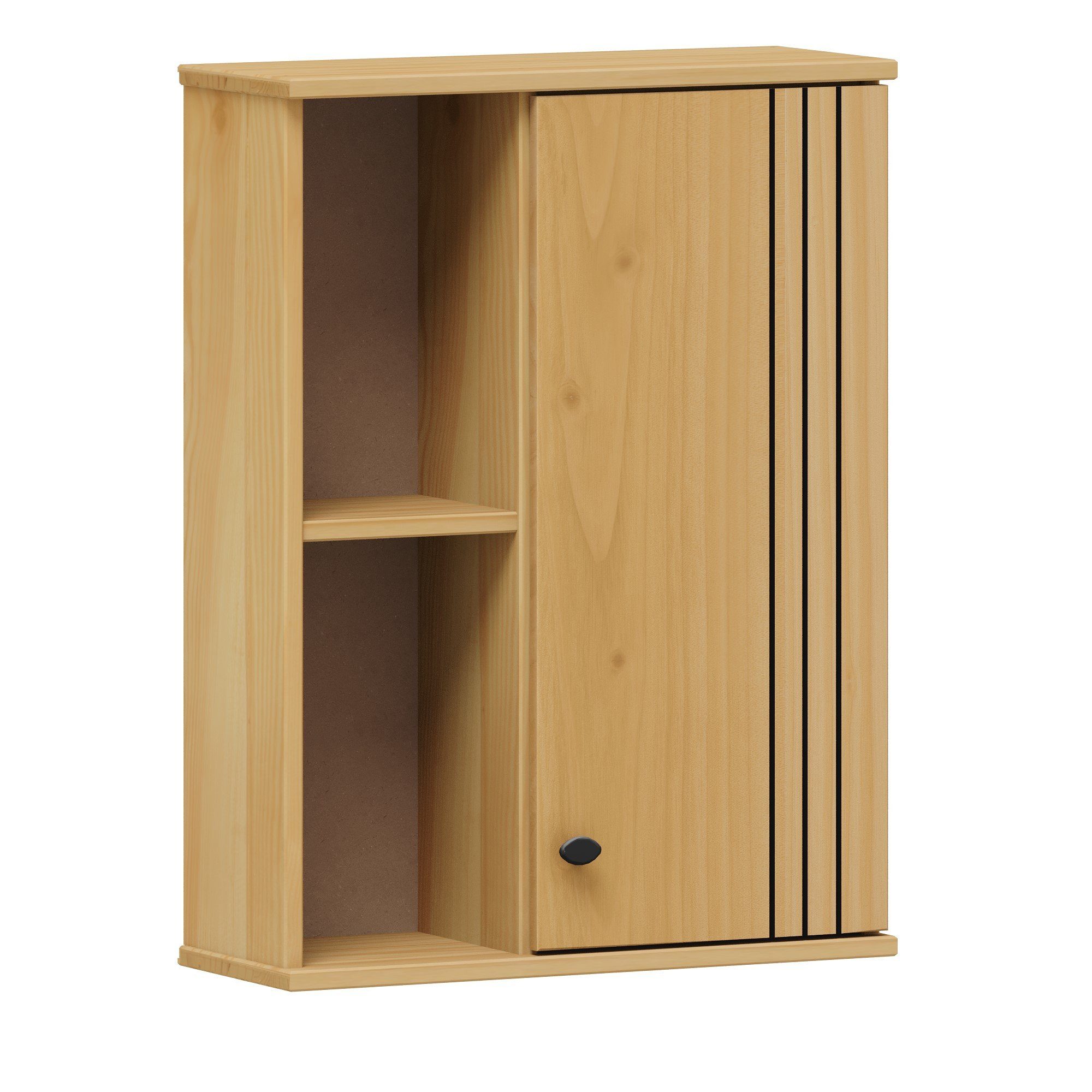 Woodroom Hängeschrank Sevilla Wandregal mit Türen Kiefer eichefarbig lackiert, BxHxT 52x70x21 cm