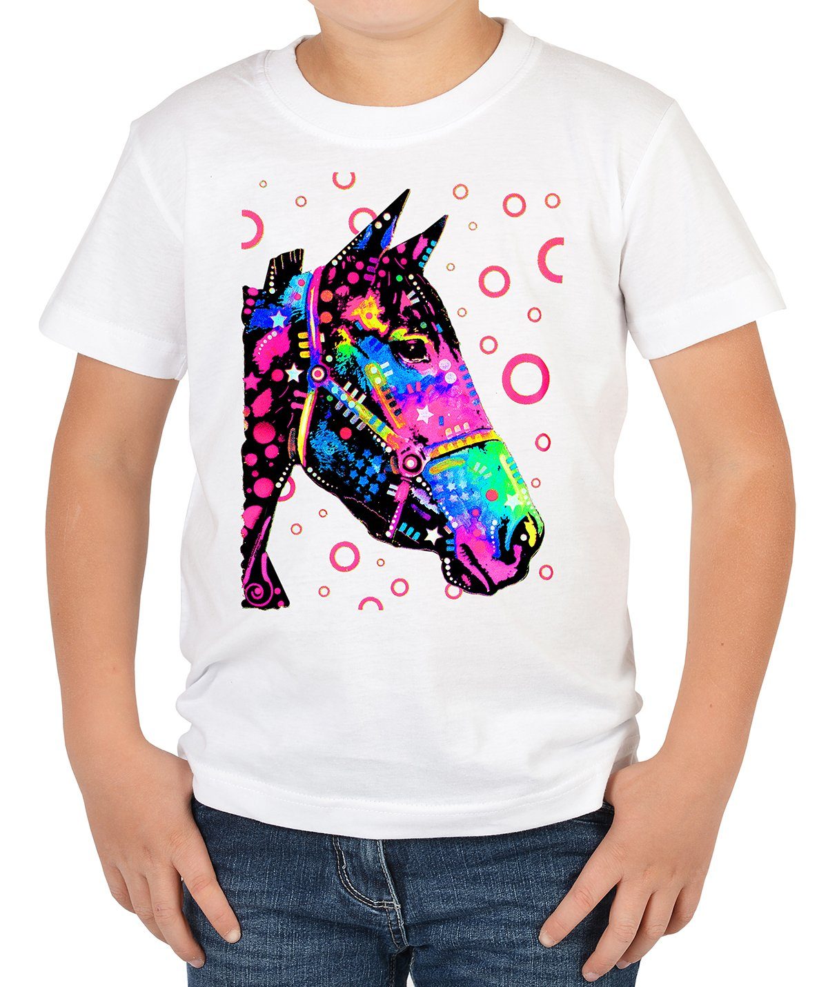 Tini - Shirts Print-Shirt Pferde Motiv Kindershirt buntes Pferdeshirt für Kinder : Horse