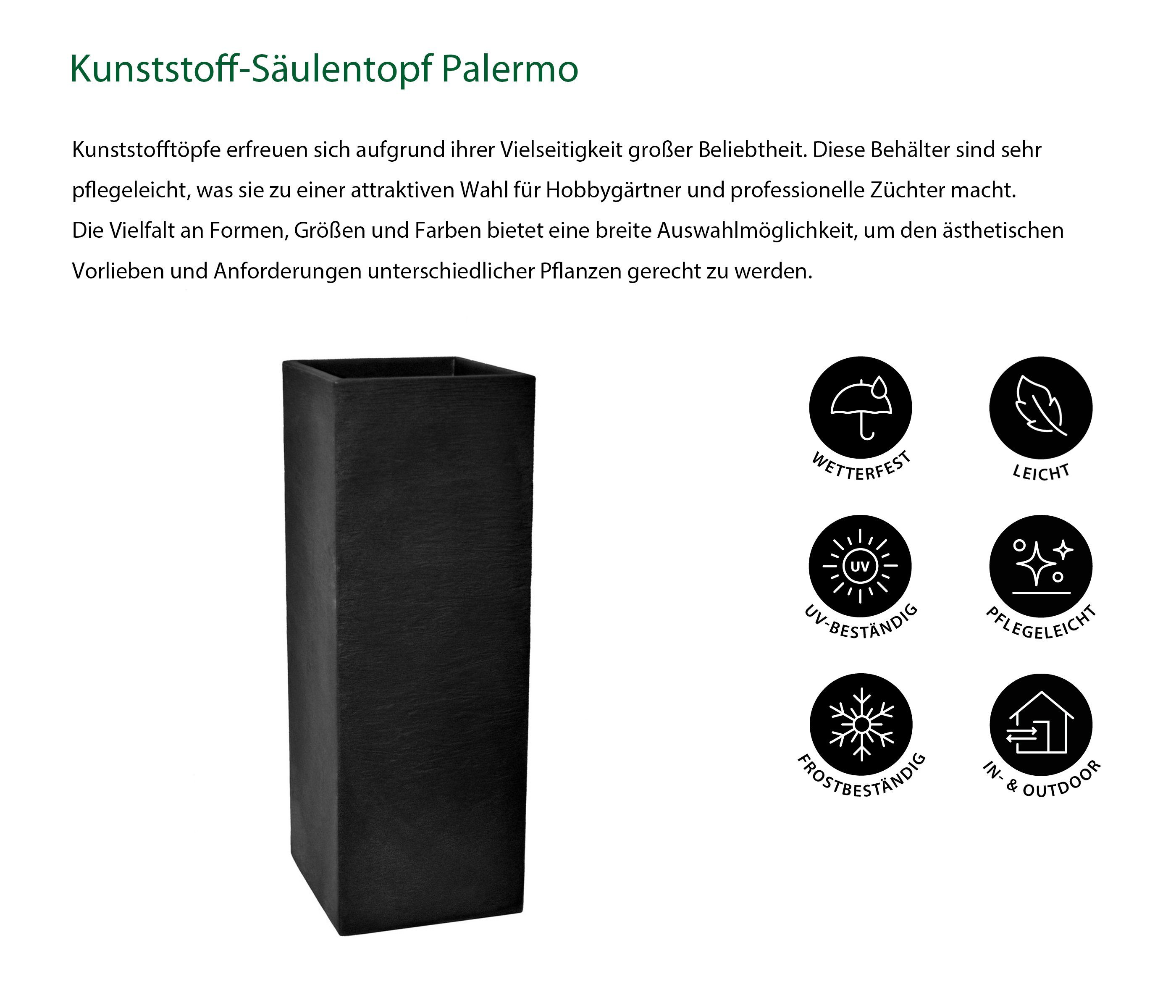 Dehner Blumentopf Pflanzsäule Palermo, eckig, versch. Größen, aus formstabilem und leichtgewichtigem Kunststoff