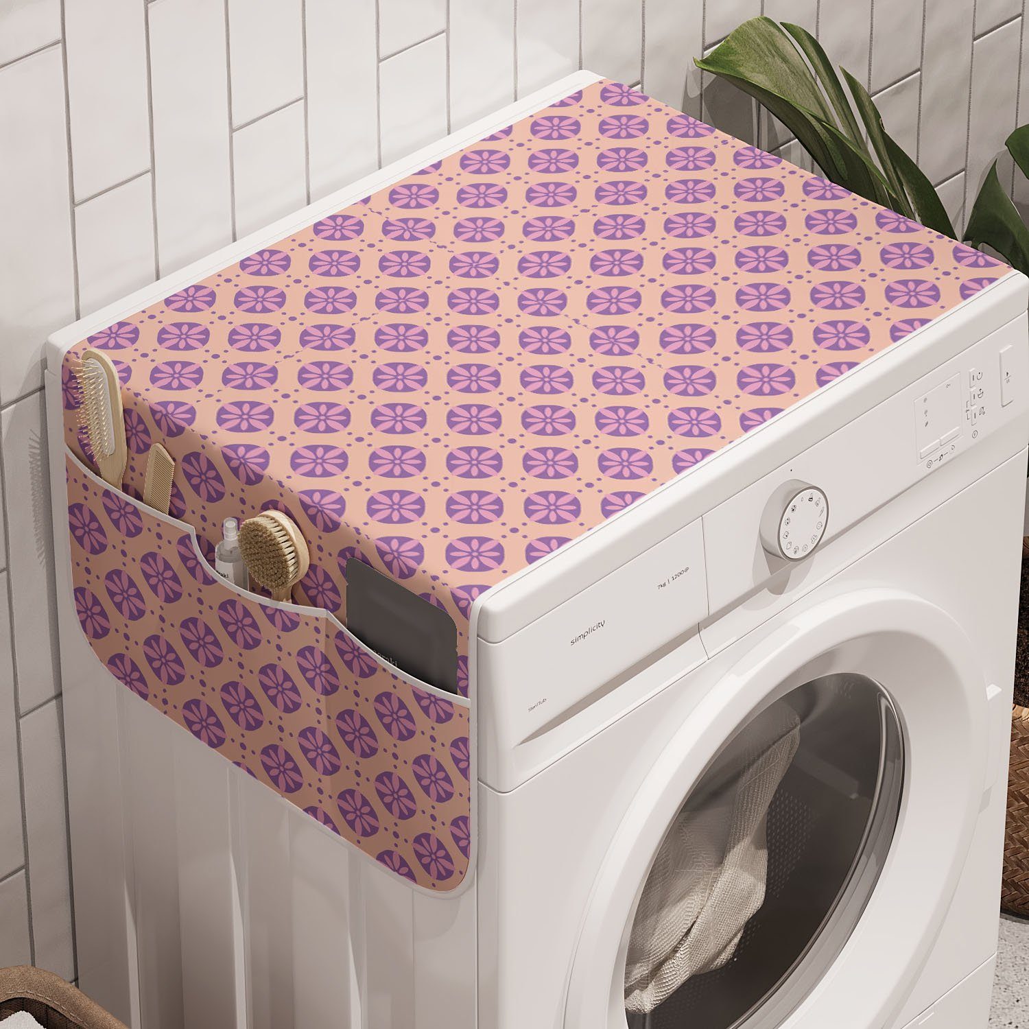 Abakuhaus Badorganizer Anti-Rutsch-Stoffabdeckung für Waschmaschine und Trockner, Blumen Abstrakte Blütenblätter Kunst