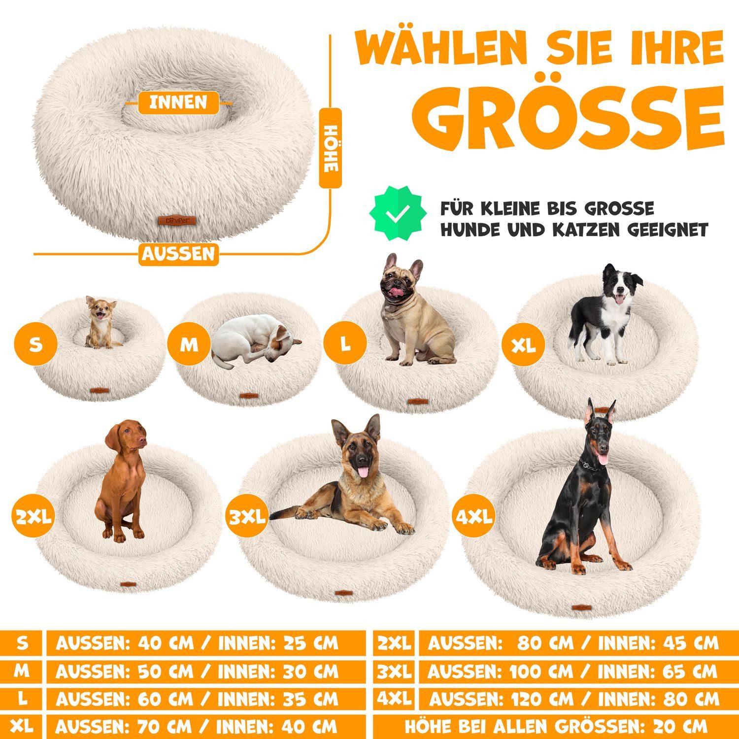 Lovpet Tierbett, Hundebett Hundekissen Katzenbett Bagel, günstig online kaufen