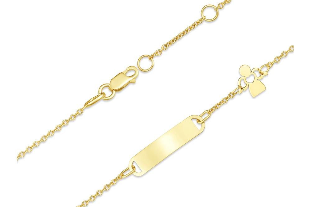 Silberkettenstore Goldarmband Kinder-Gravurarmband Mod. IDBo-7 - 375 Gelbgold, Länge wählbar