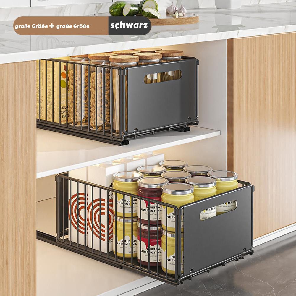 GarveeMore Küchenorganizer-Set Teleskopschublade, Faltbare Ausziehbarer Schrank Organizer, (2-tlg), Slide Out Schrank,Kein Bohren erforderlich,geeignet für Küche,Schränke