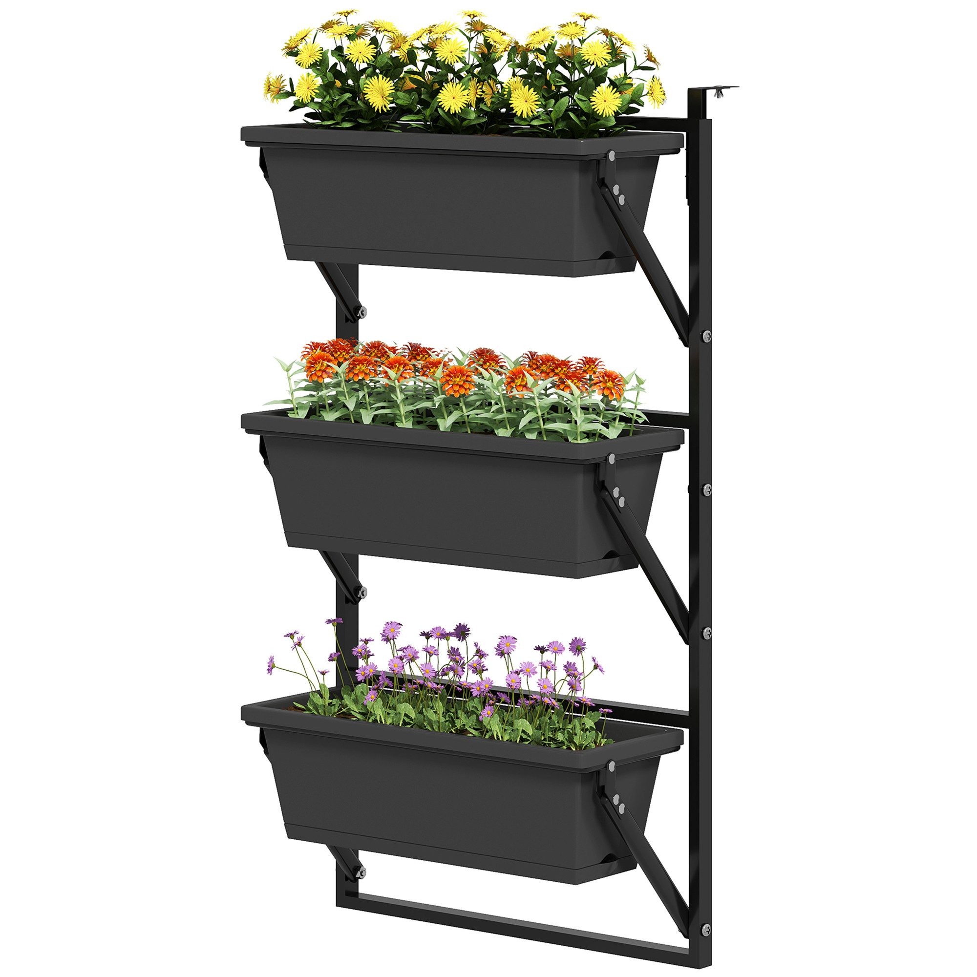 BlingBin Blumentopf 3er Set Pflanzkübel mit Löcher, 56x42 cm Pflanztöpfe, eckig Pflanztopf (1er Set, 1 St., 56cm x 42cm x 100cm), Kunststoff Blumenkübel für Tomaten und Blumen, Pflanzentopf für Garten
