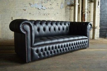 JVmoebel Chesterfield-Sofa Schwarze Sofa Couch Polster XXL 3 Sitzer Big Sofas 100% Leder Sofort, Made in Europe