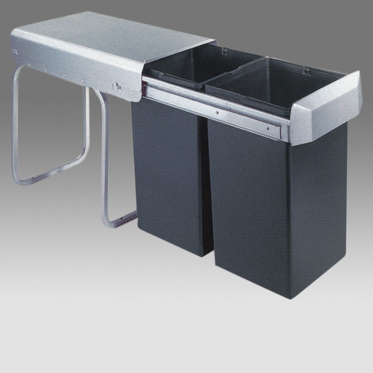 Victory Einbaumülleimer Abfallsammler Double Man 28 Liter (2x14 Liter) Silber/anthrazit 30 DT