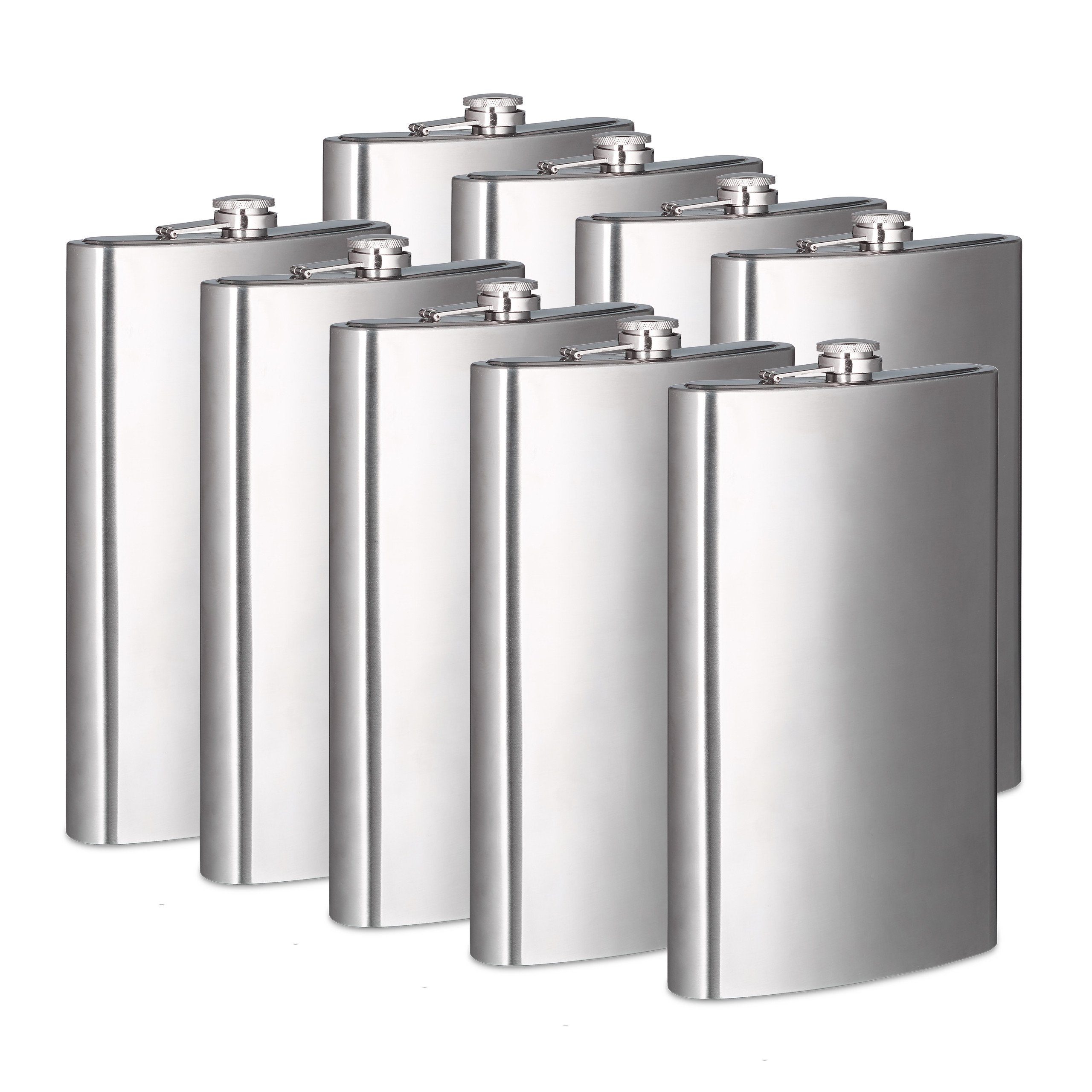 Flachmann 9 x Flachmann XXL 1,8l aus Edelstahl