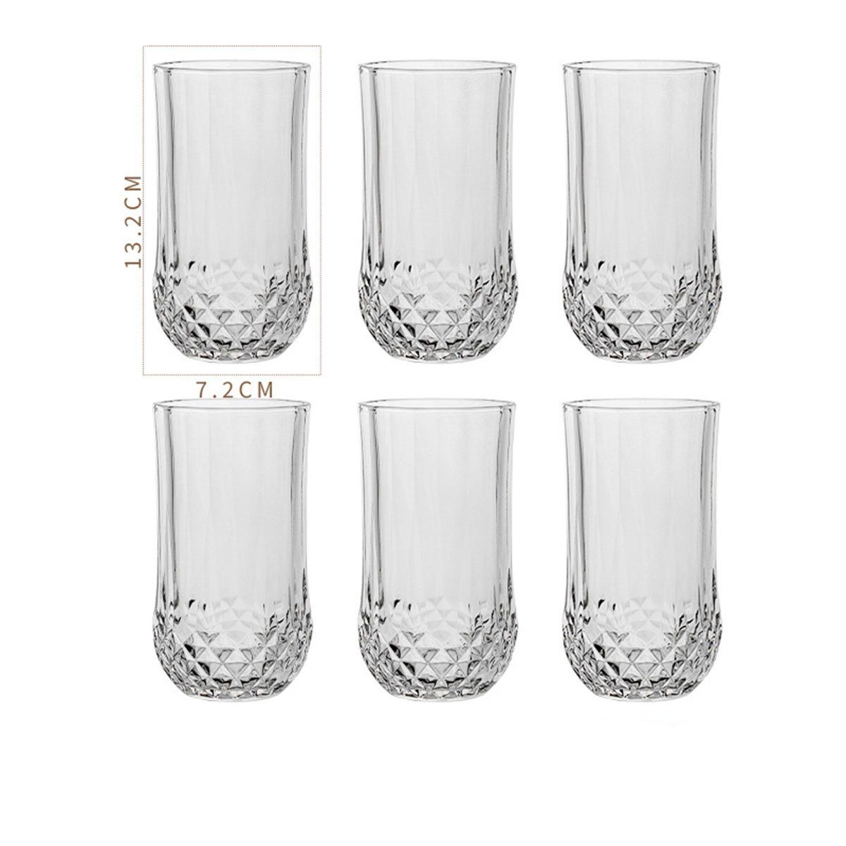 CTGtree Tasse Trinkglas-6 Set Kristallgläser Wasserglas drinkglas Saftglas 6er-Pack 320 ml großer Diamant