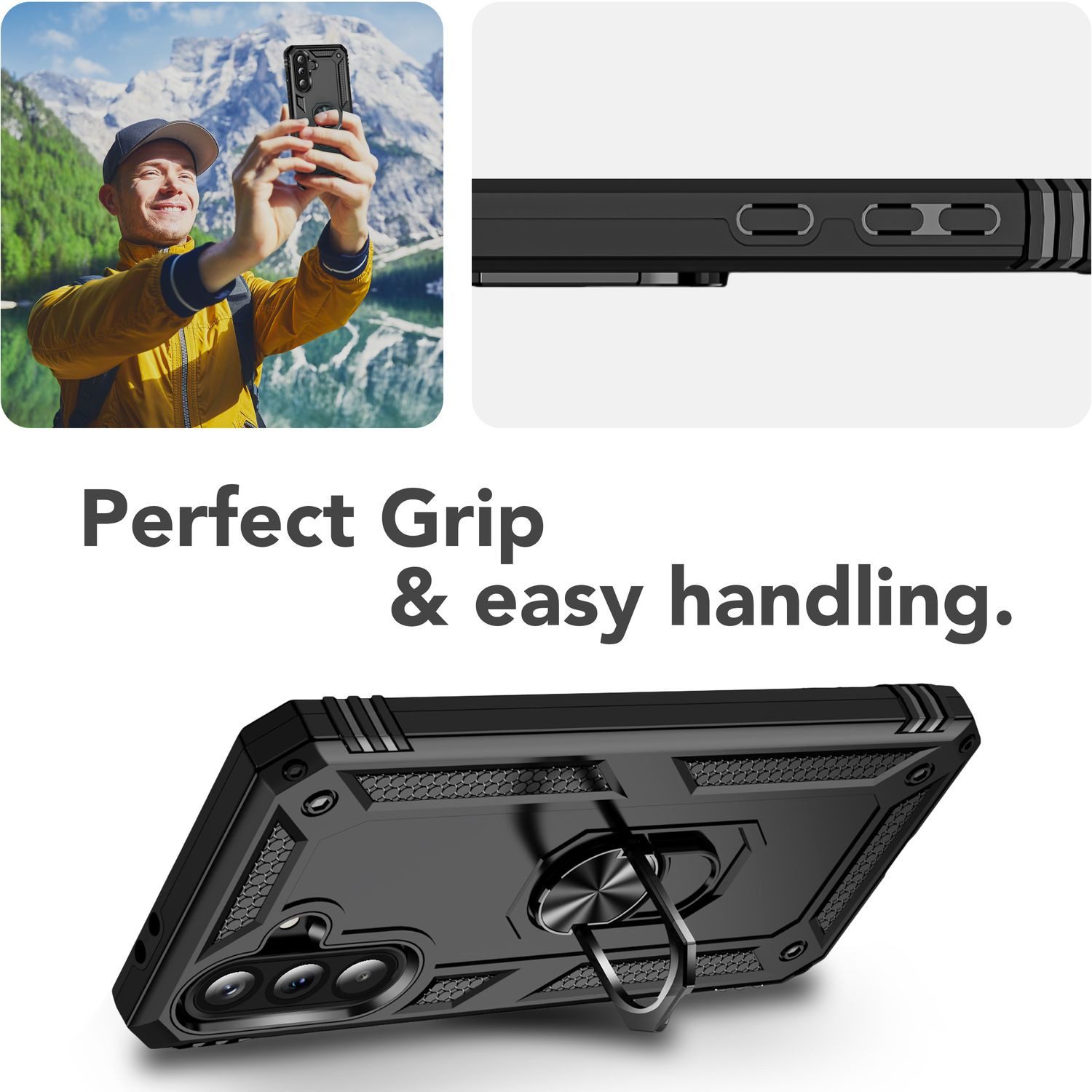 Nalia Smartphone-Hülle Samsung Galaxy A56 17 cm (6,7 Zoll), Military Style / 360° Dreh Ring / Ständer / Fallschutz Cover / Robust – Bild 5 von 5