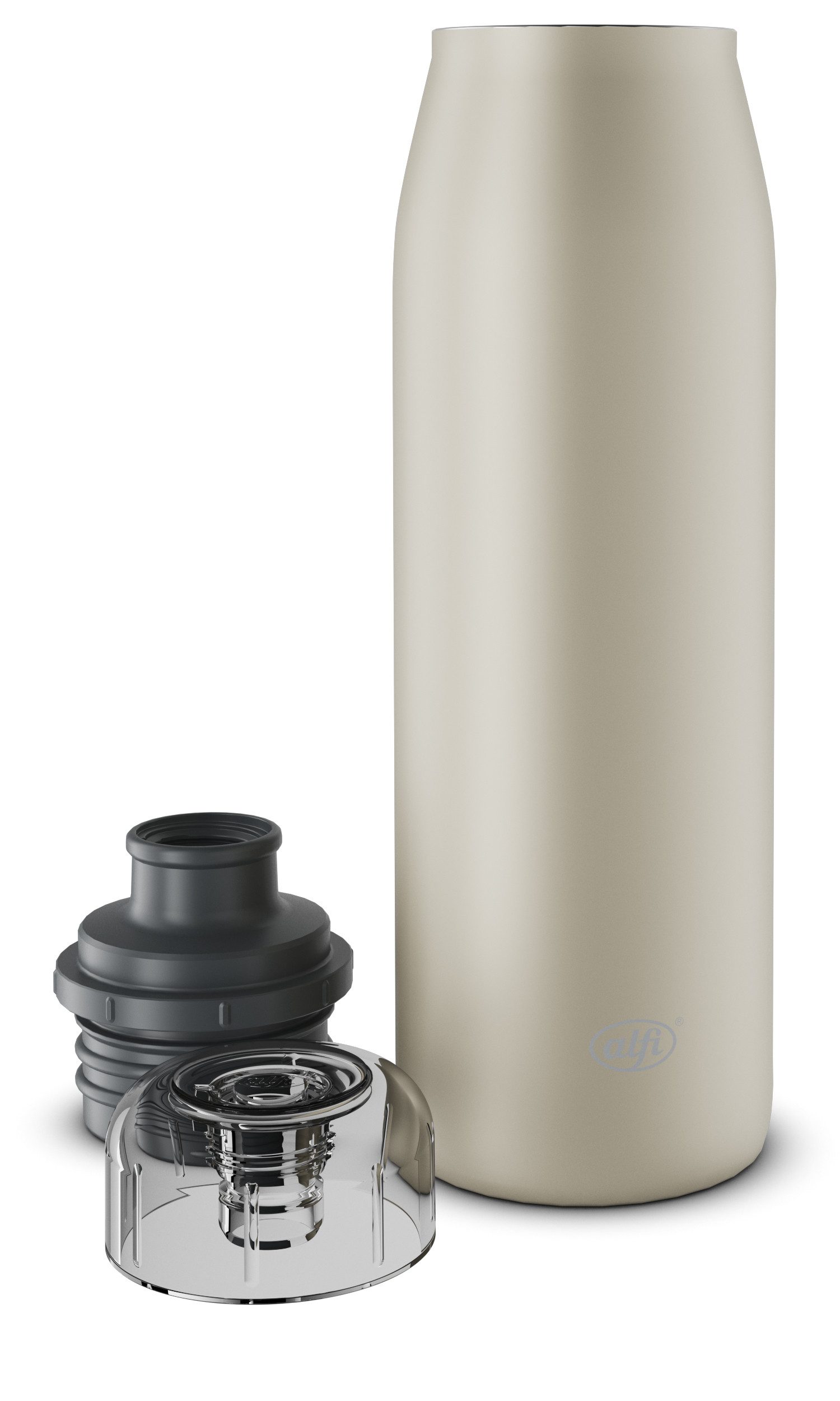 Alfi Isolierflasche ISO BOTTLE, Edelstahlkörper, spülmaschinenfest, 0,5l, 12h heiß & 24h kalt, Trinköffnung mit konsistentem Trinkfluss