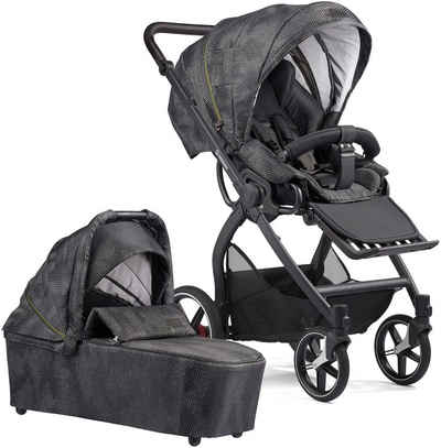 Gesslein Kombi-Kinderwagen FX4 Soft+ mit Aufsatz Classic schwarz/schwarz, schwarzgrau, mit Babywanne Cx3 und Babyschalenadapter