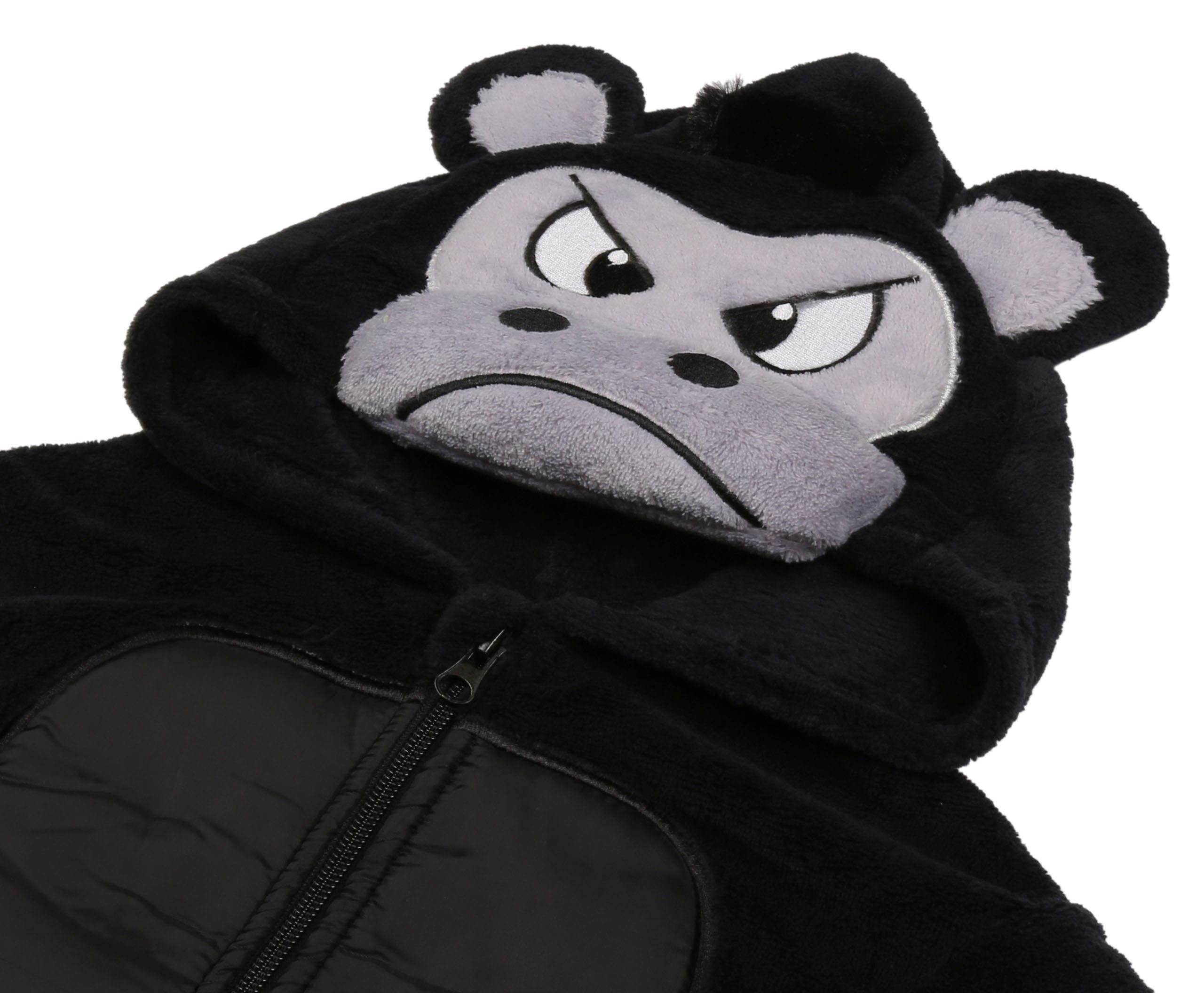 Gorilla-Fleece-Schlafanzug Sarcia.eu 3-4 einteilig, Kapuze Schlafanzug Jahre mit