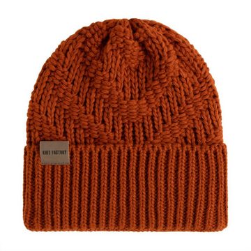 Knit Factory Strickmütze Sally Mützen One Size Glatt Rot (1-St) Mütze Strickmütze Kopfbedeckung Hut Wollmütze