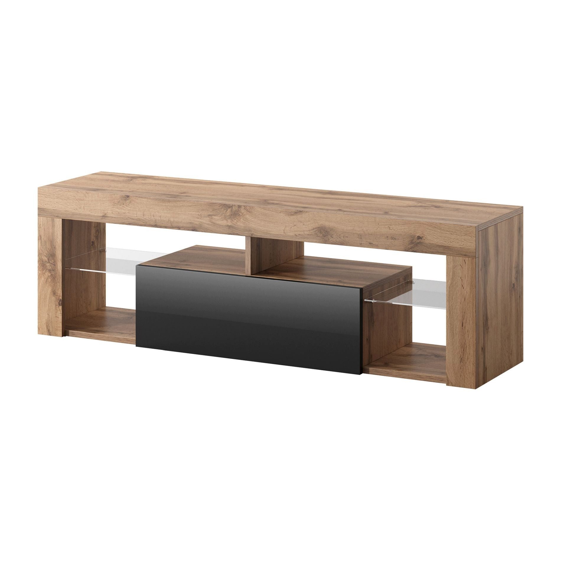 Selsey TV-Schrank BIANKO TV-Lowboard asymmetrisch, 140 cm, mit offenen Fächern & Klappen