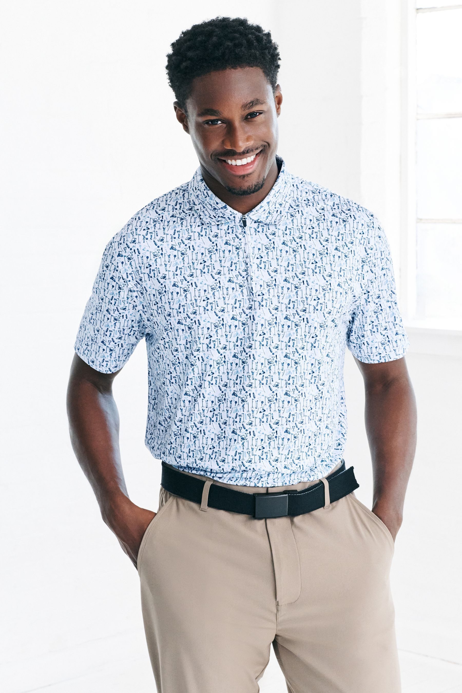 Next Poloshirt Active Golf Poloshirt mit geometrischem Print (1-tlg)