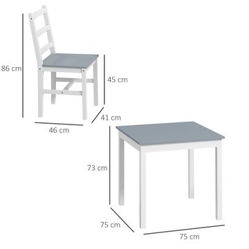 HOMCOM Essgruppe Essgruppe für 2 Personen, Esstisch mit 2 Stühle, 1 Tisch, (Tischgruppe, 3-tlg., Esszimmergruppe), mit Anti-Rutsch-Fußpads