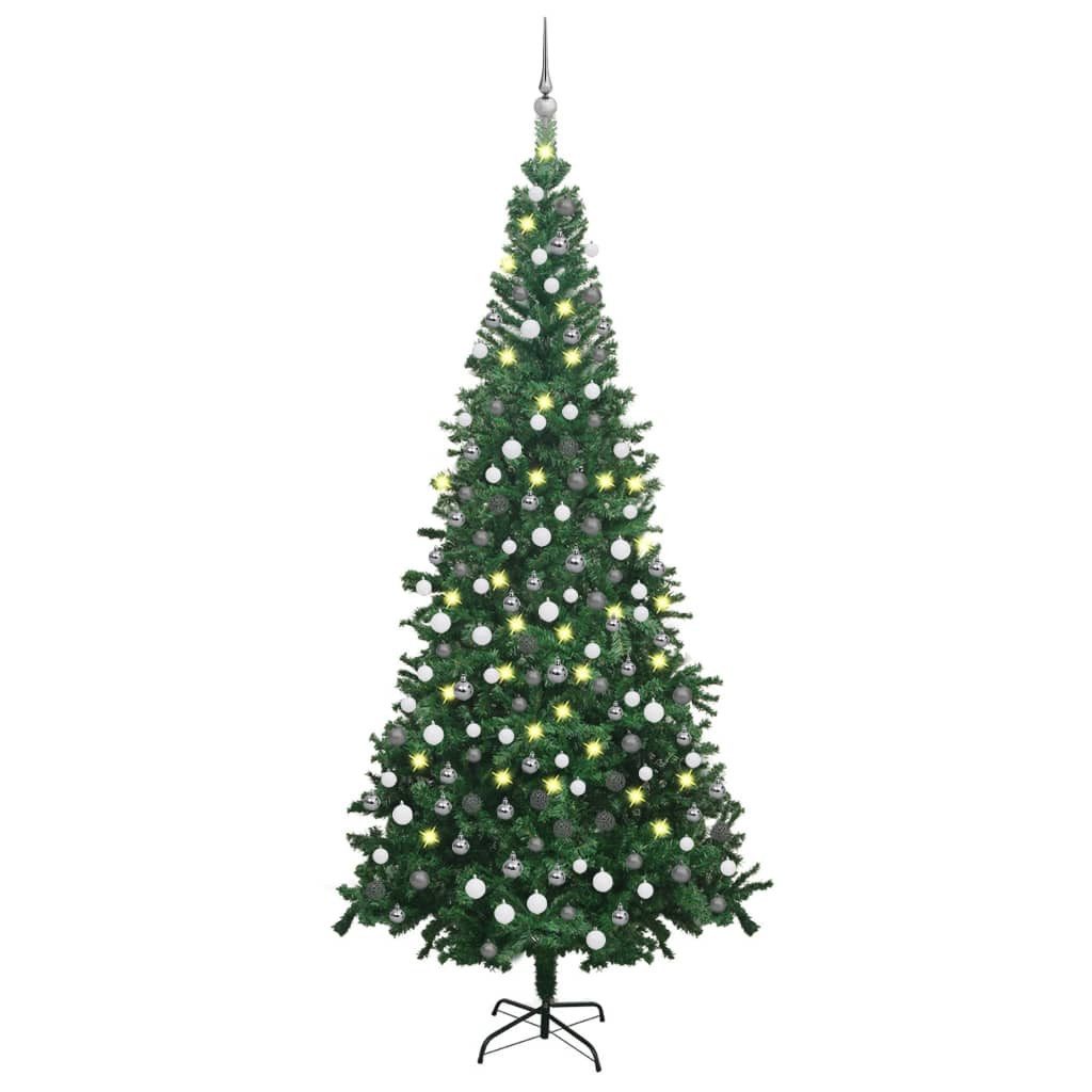 vidaXL Künstlicher Weihnachtsbaum Künstlicher Weihnachtsbaum mit LEDs Kugeln L 240 cm Grün