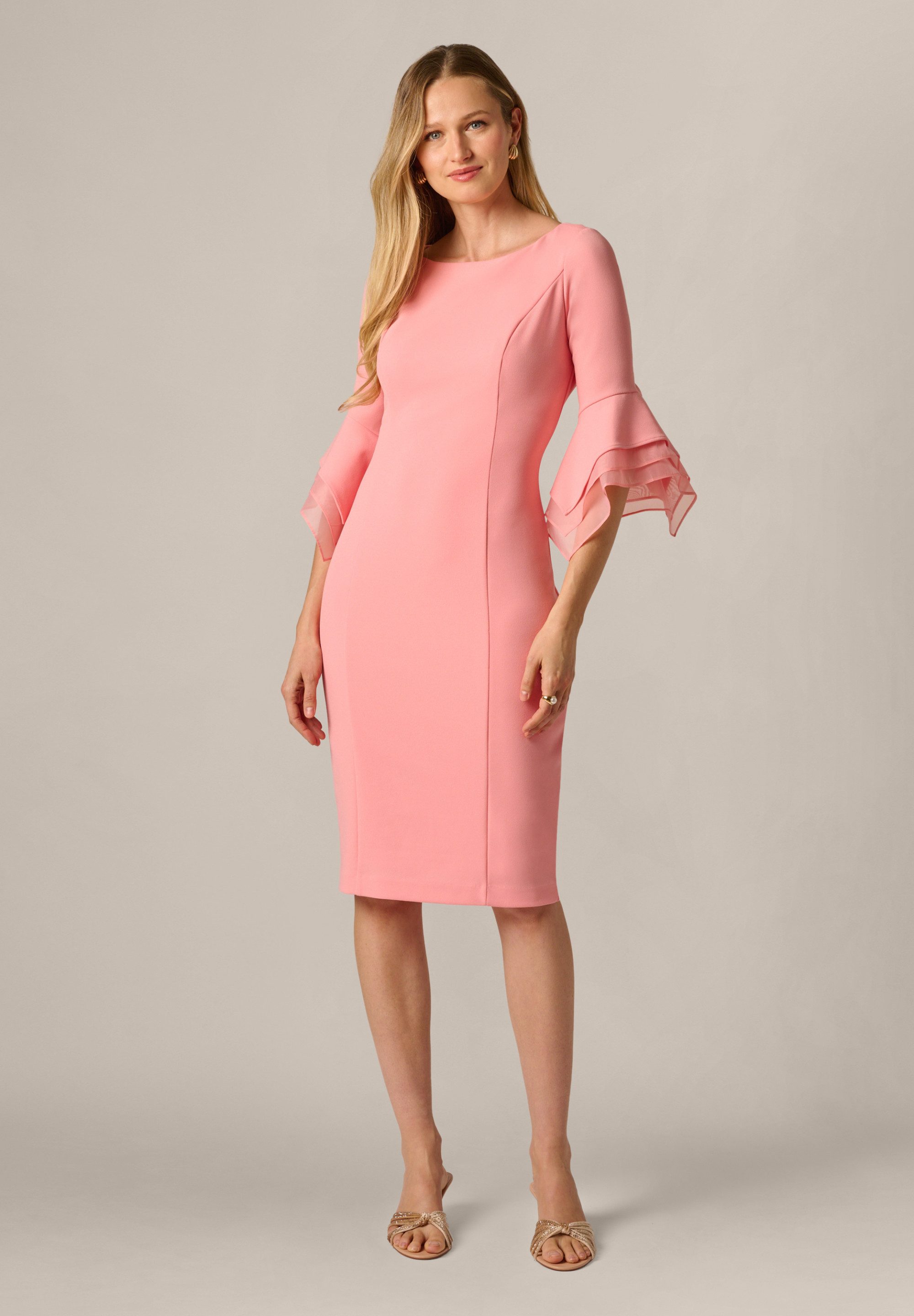 Adrianna Papell Abendkleid Knit Crepe Tiered Sleeve Dress Zeitlos, 3/4 Ärme günstig online kaufen