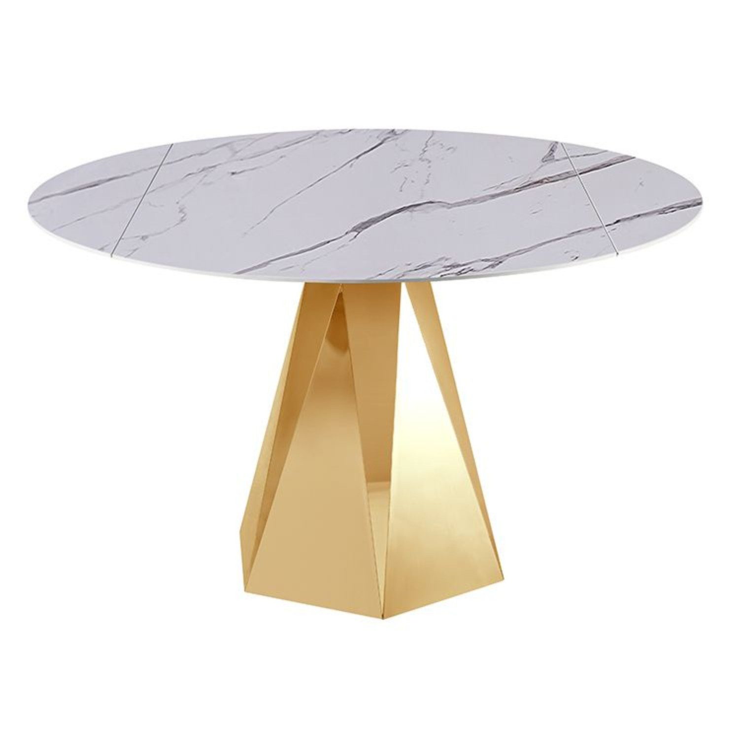 alesvelt Esstisch Moderner Esstisch Marmor-Optik rund mit Edelstahlgestell aufdrehbar (1-Tisch, Aufdrehbar), Ø86/130 x 76 cm ausziehbar