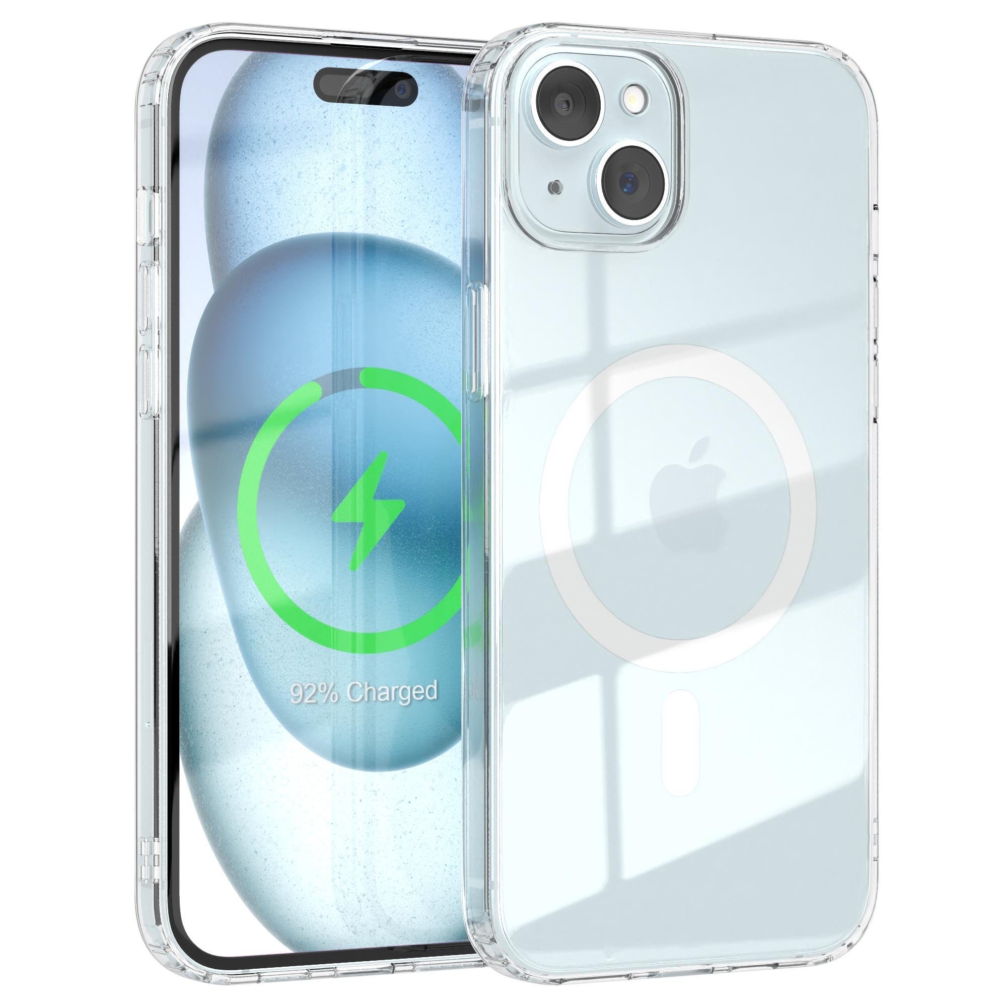 EAZY CASE Handyhülle Transparente Hülle mit MagSafe für iPhone 15 Plus 6,7 Zoll, Back Cover, Bumper Case, Handy Schutzhülle Kameraschutz, Durchsichtig