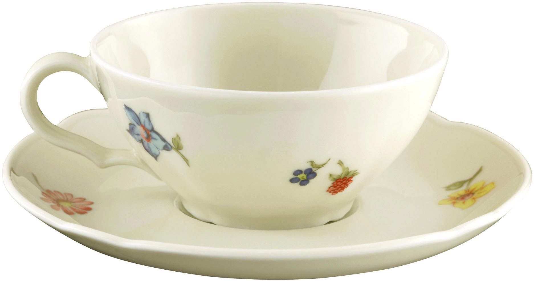 Seltmann Weiden Teeservice Geschirr-Set, 18 Teile, Marieluise Blütenmeer (18-tlg), 6 Personen, Porzellan, Teetassen, Teller, Untertassen, Made in Germany 18 Teile, 6 Personen