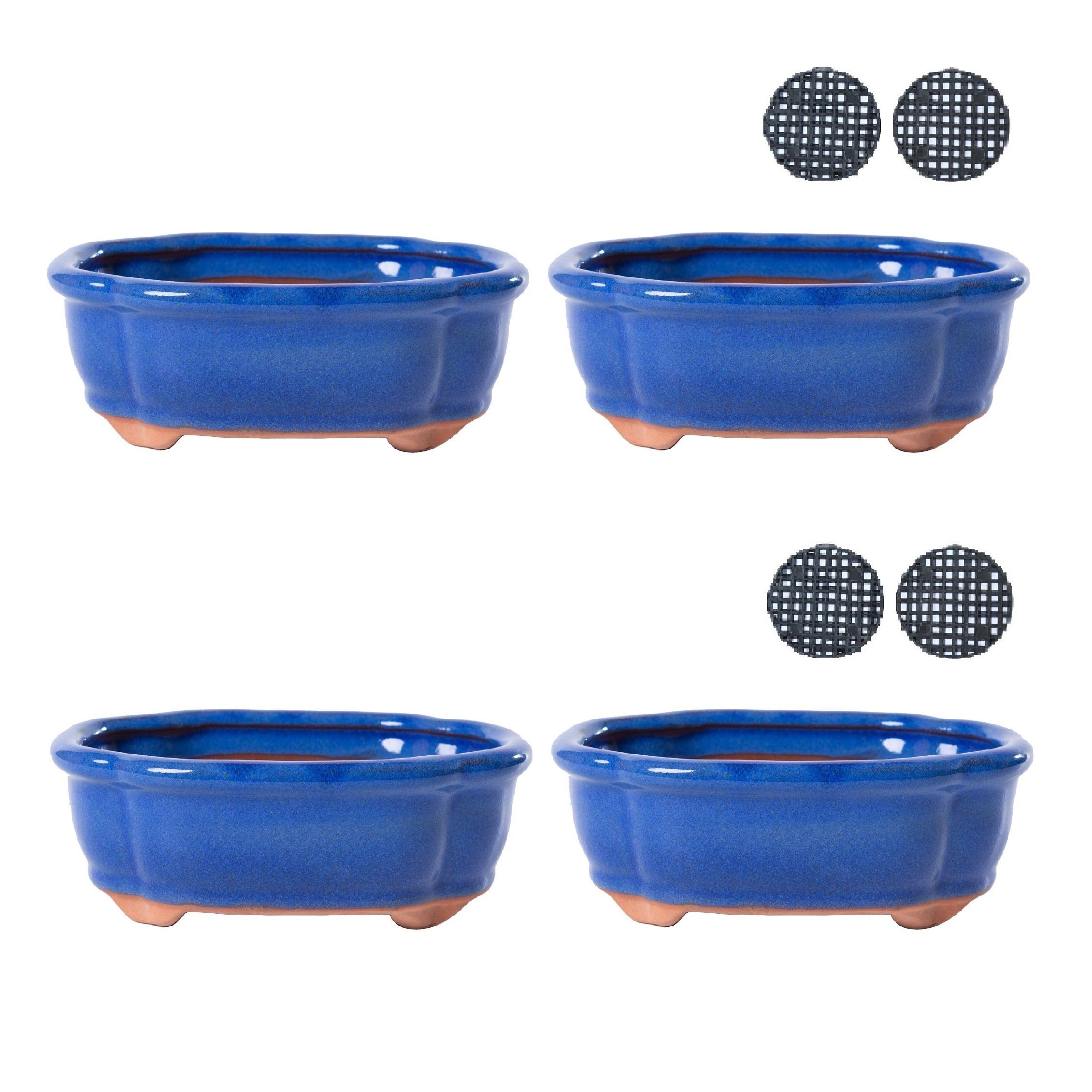 Jinfa Dekovase Jinfa Keramik-Bonsai-Töpfen in Mix Form mit Entwässerungslöchern 2 Stück (23,7Euro/Stück)Blau